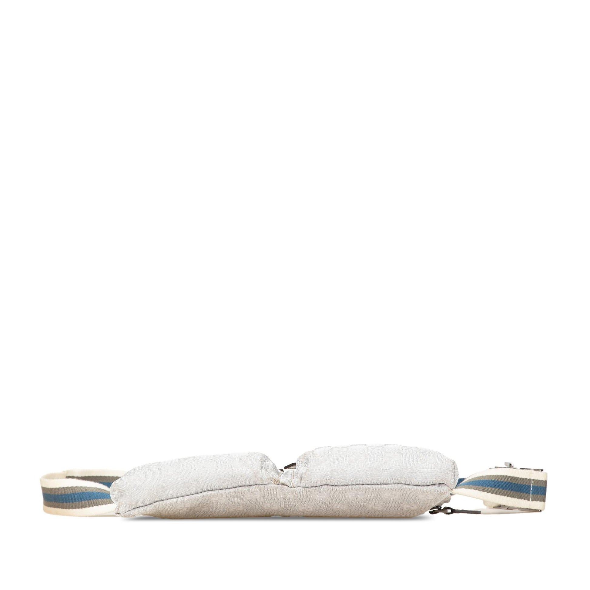Gucci GG Web Double Pocket Belt Canvas White Accessory