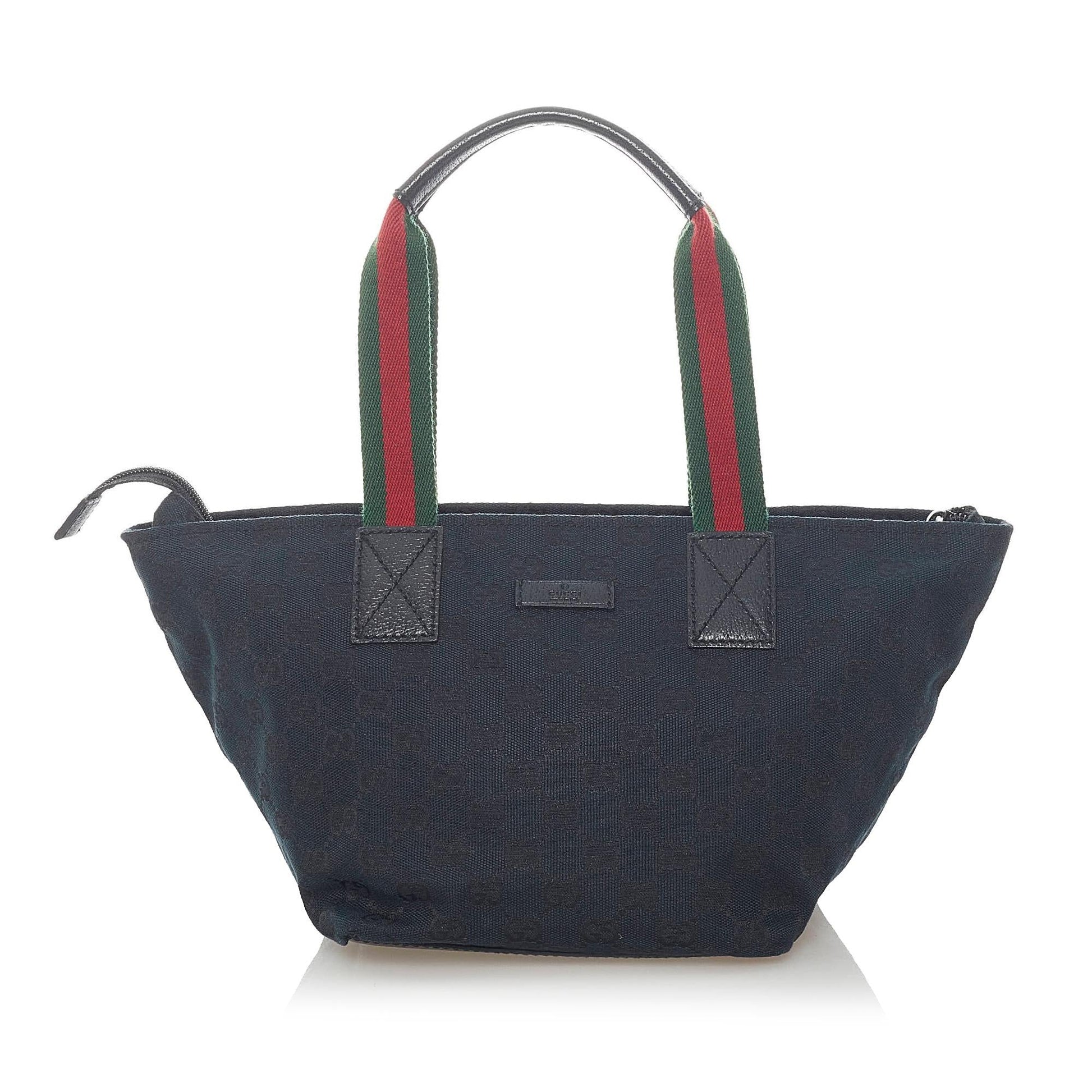 Gucci GG Web SHG Canvas Black Satchel Bag
