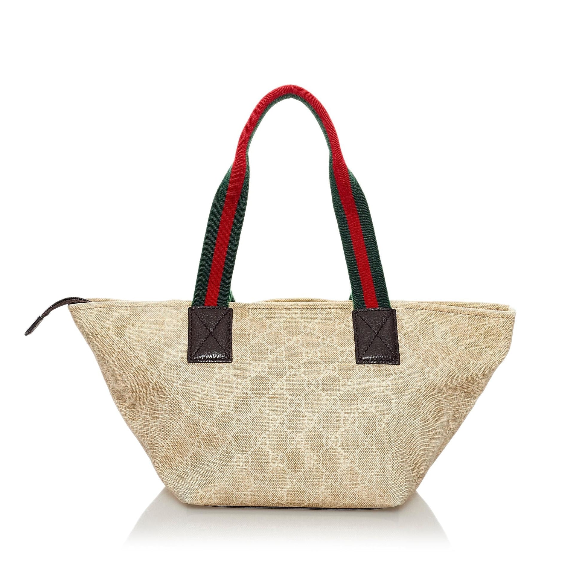 Gucci GG Web SHG Canvas Brown Satchel Bag