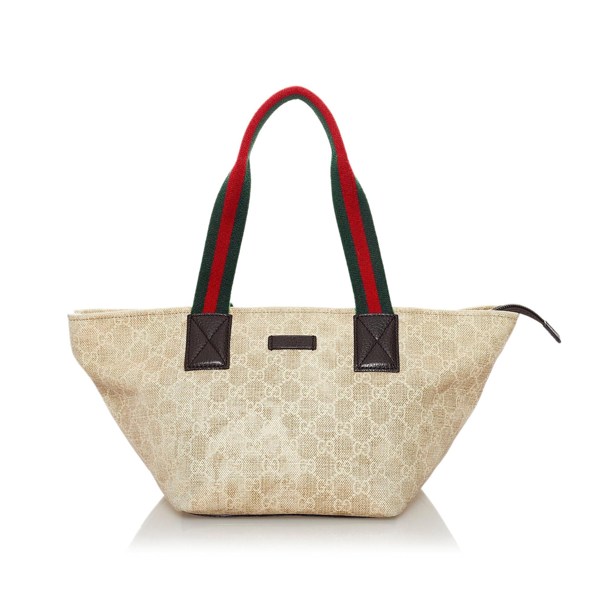 Gucci GG Web SHG Canvas Brown Satchel Bag