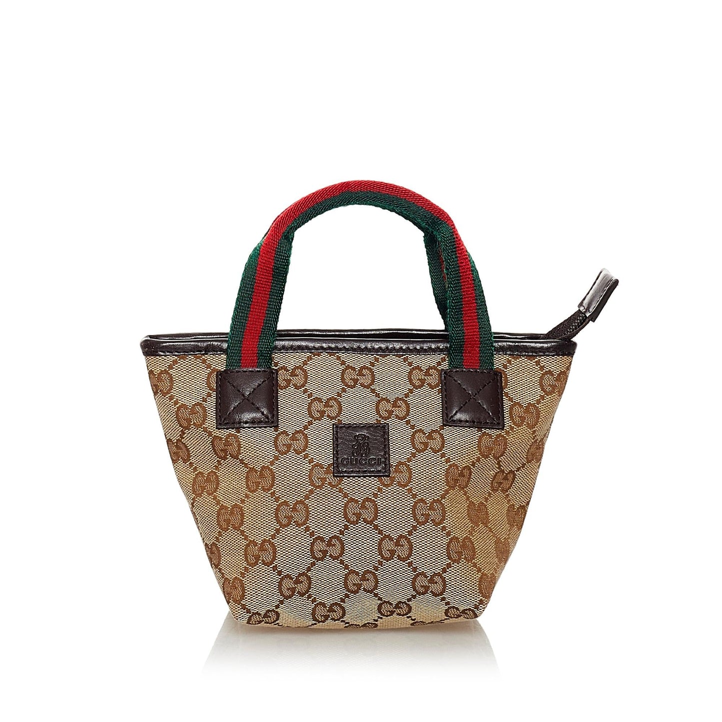 Gucci GG Web SHG Canvas Brown Satchel Bag Handbag Shg