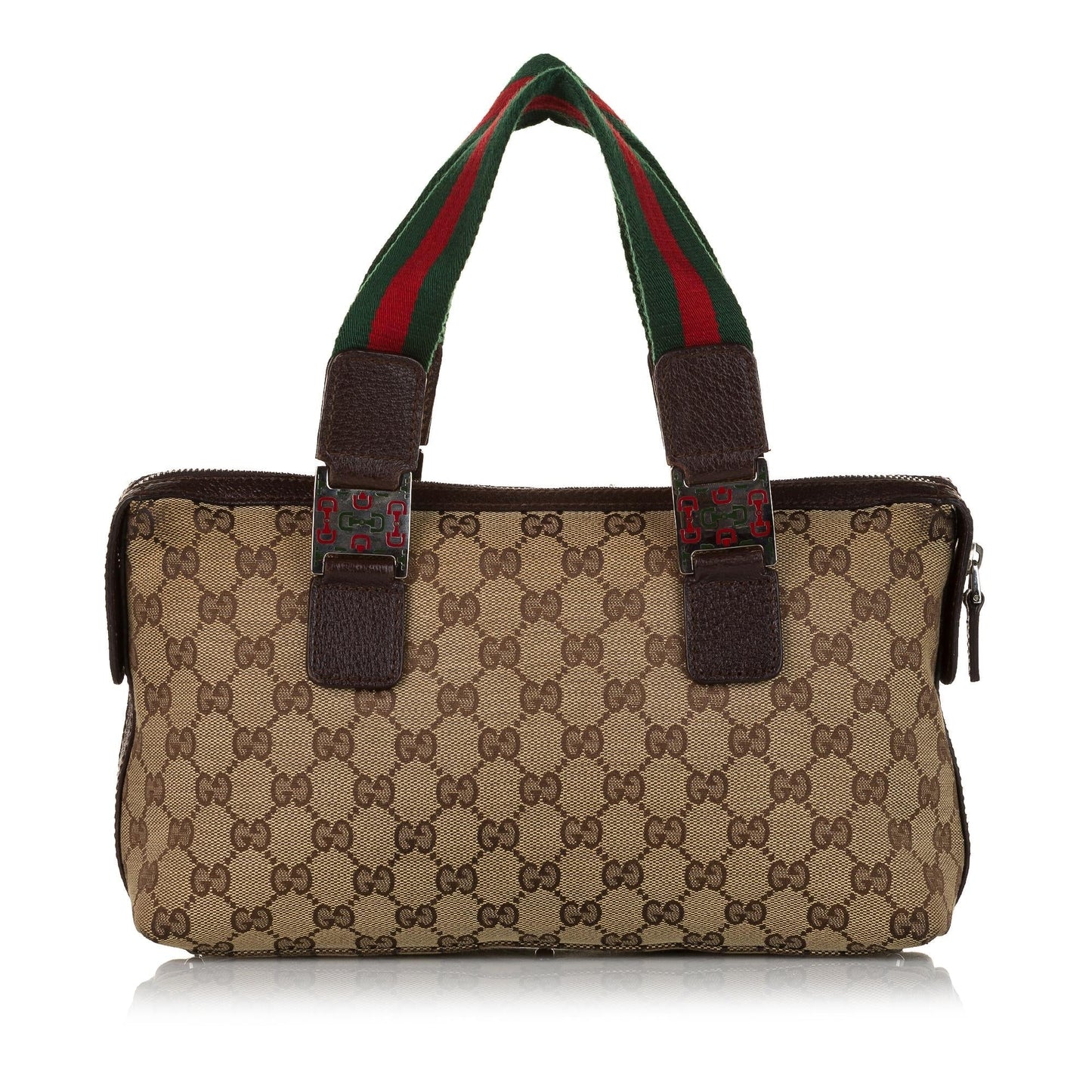 Gucci GG Web SHG Canvas Brown Satchel Bag 3