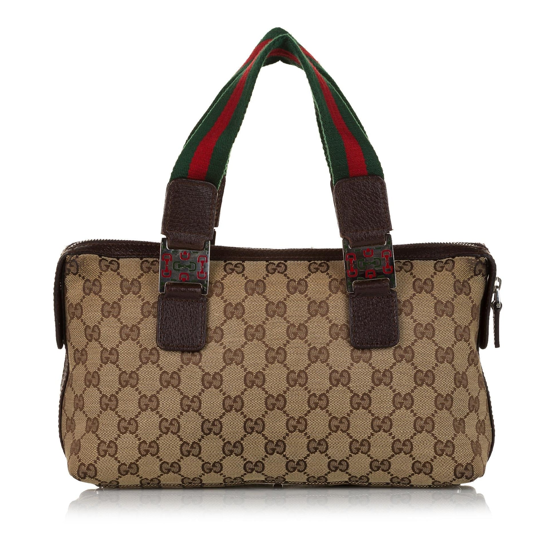 Gucci GG Web SHG Canvas Brown Satchel Bag 3