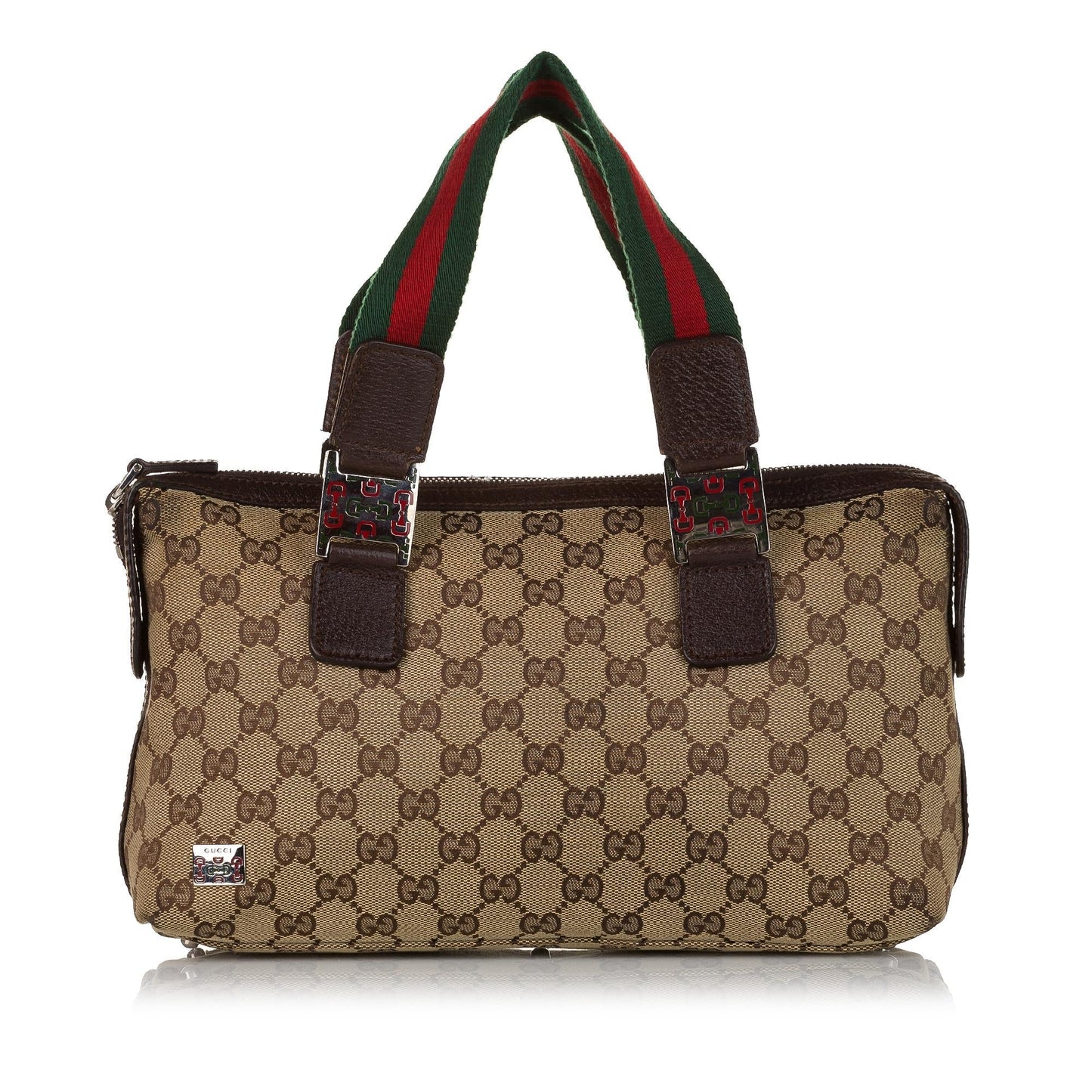 Gucci GG Web SHG Canvas Brown Satchel Bag 3