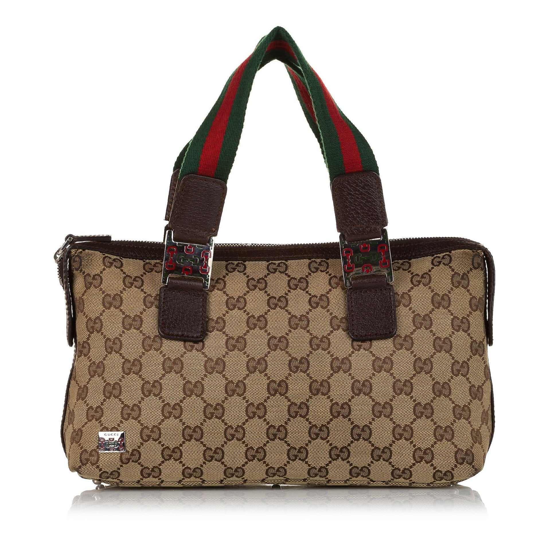 Gucci GG Web SHG Canvas Brown Satchel Bag 3