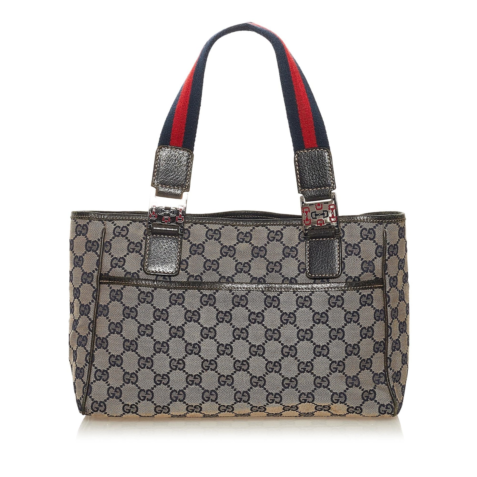 Gucci GG Web SHG Canvas Brown Satchel Bag 4