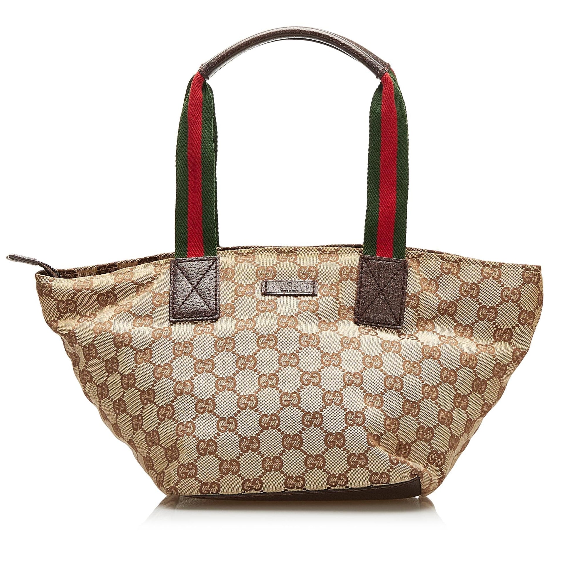 Gucci GG Web SHG Canvas Brown Satchel Bag 5
