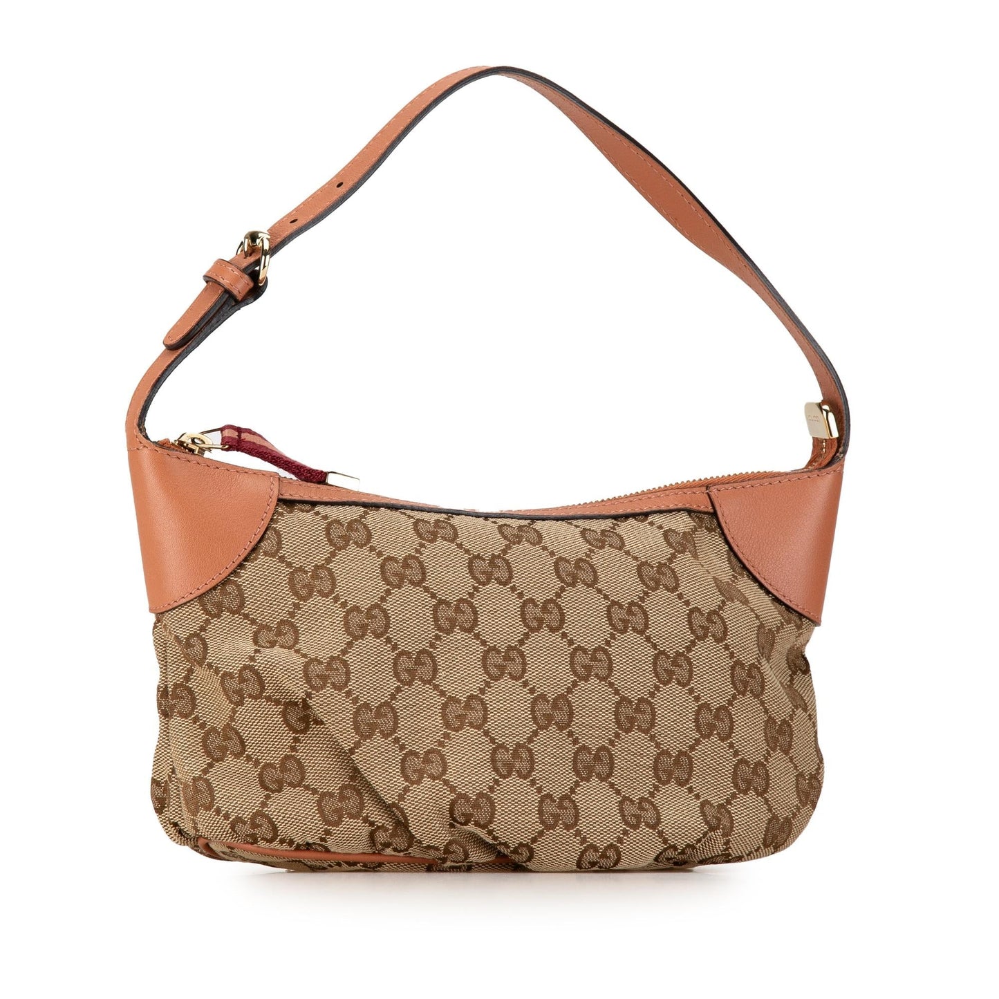 Gucci GG Web SHG-GwKR2u Canvas Calf Brown Orange Satchel Bag