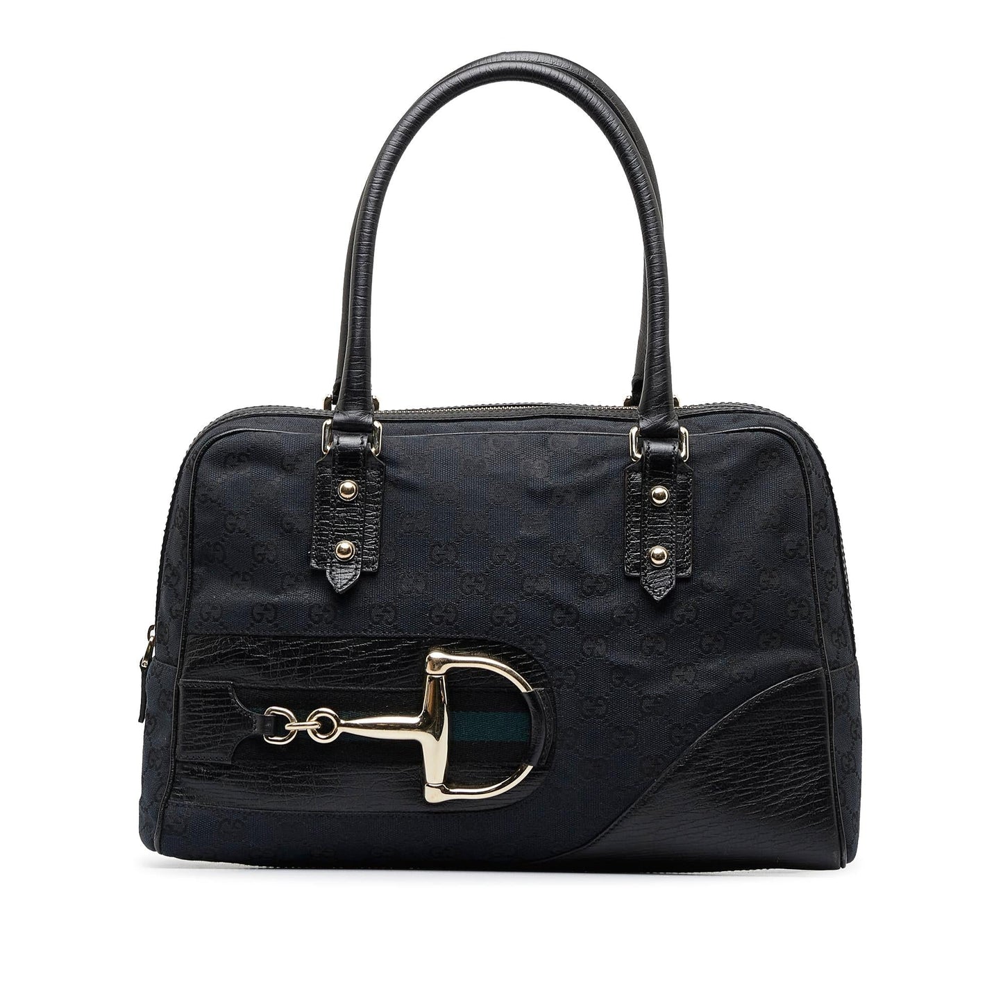 Gucci GG Web Hasler SHG-SB6qY9 Canvas Calf Black Shoulder Bag