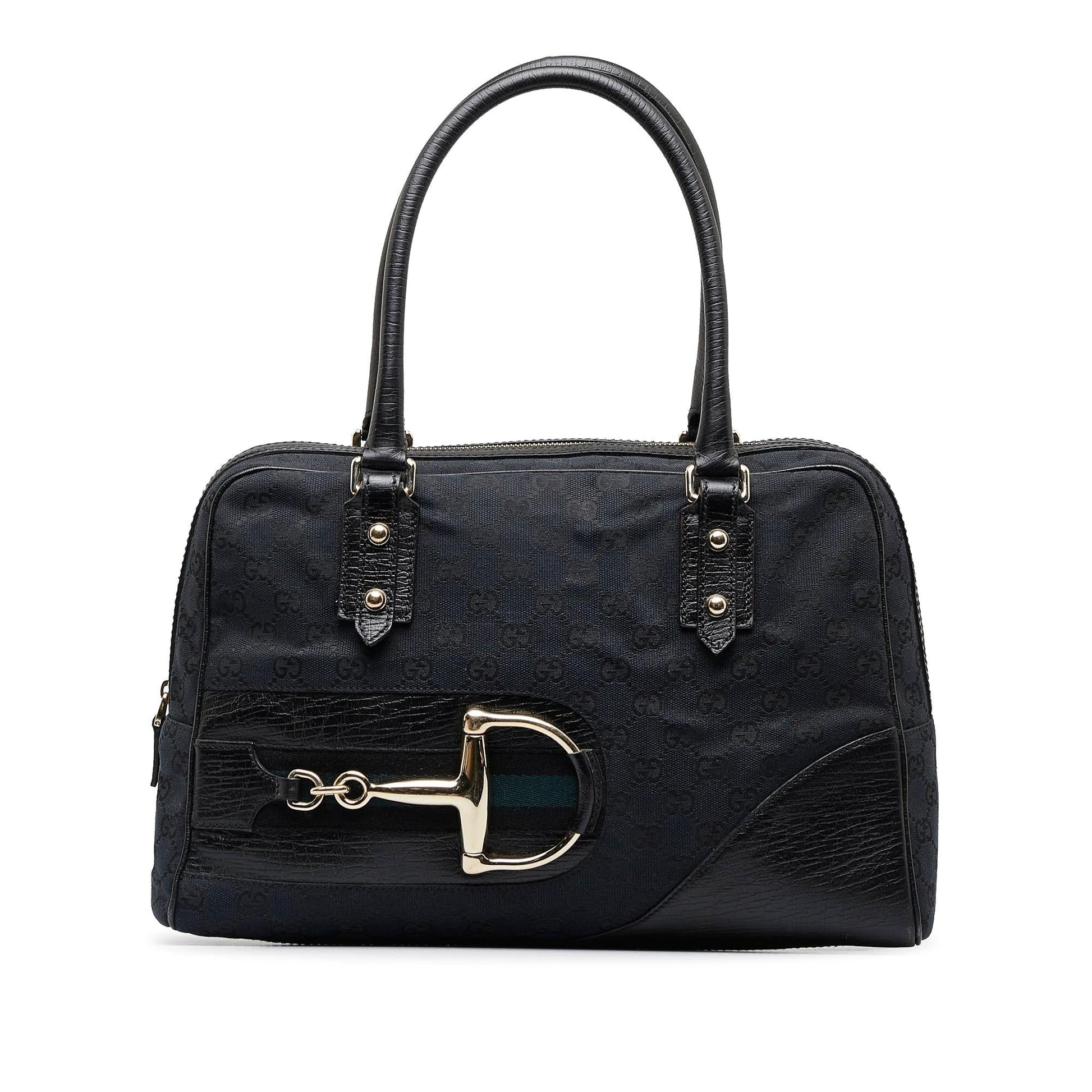 Gucci GG Web Hasler SHG-SB6qY9 Canvas Calf Black Shoulder Bag