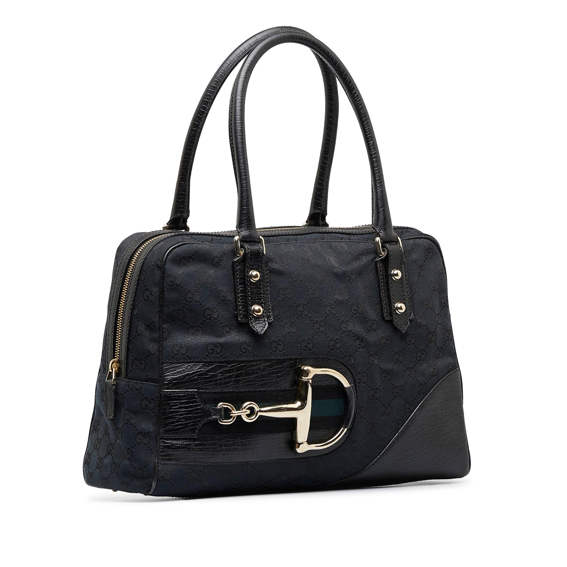 Gucci GG Web Hasler SHG-SB6qY9 Canvas Calf Black Shoulder Bag