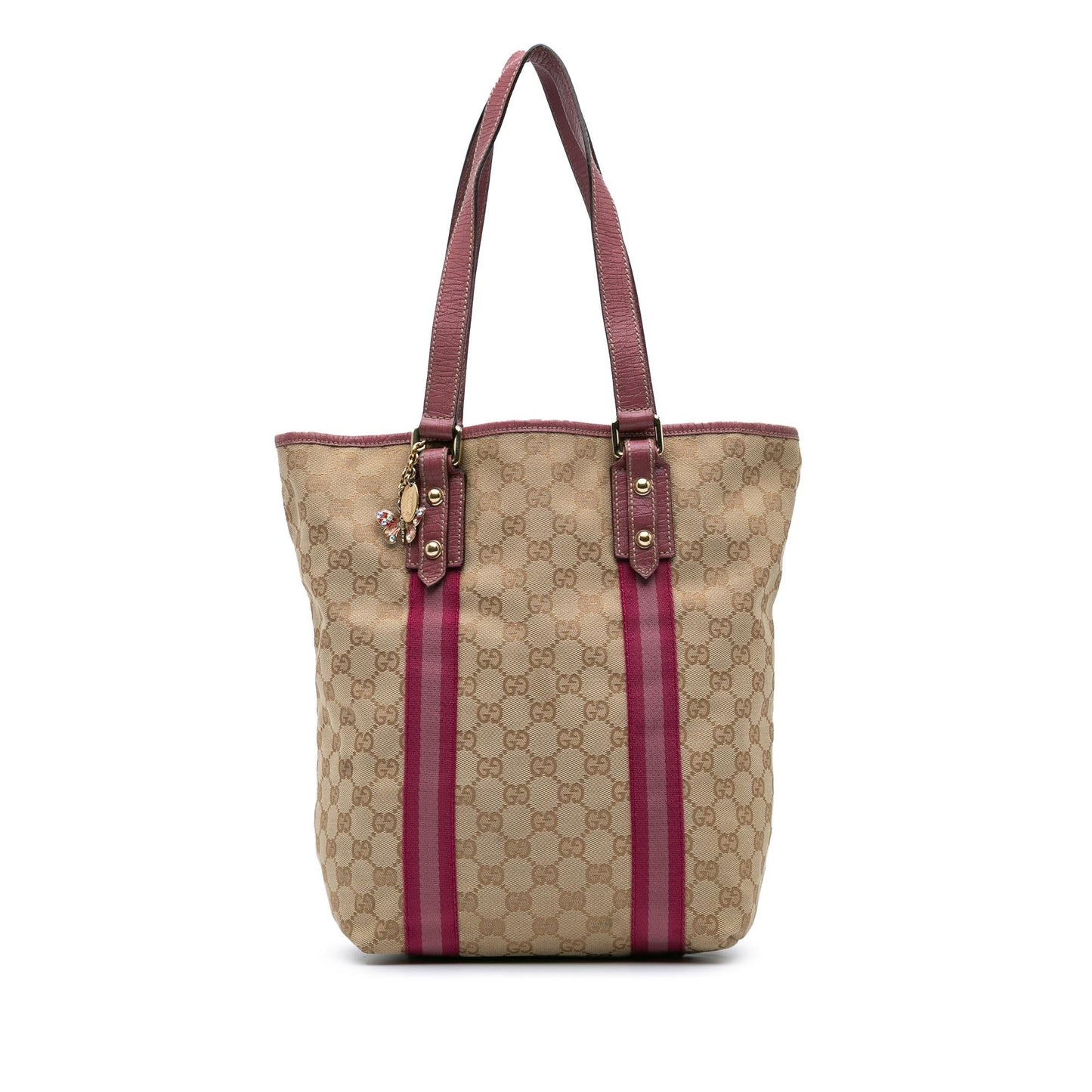 Gucci GG Web Jolicoeur Canvas Brown Tote Bag
