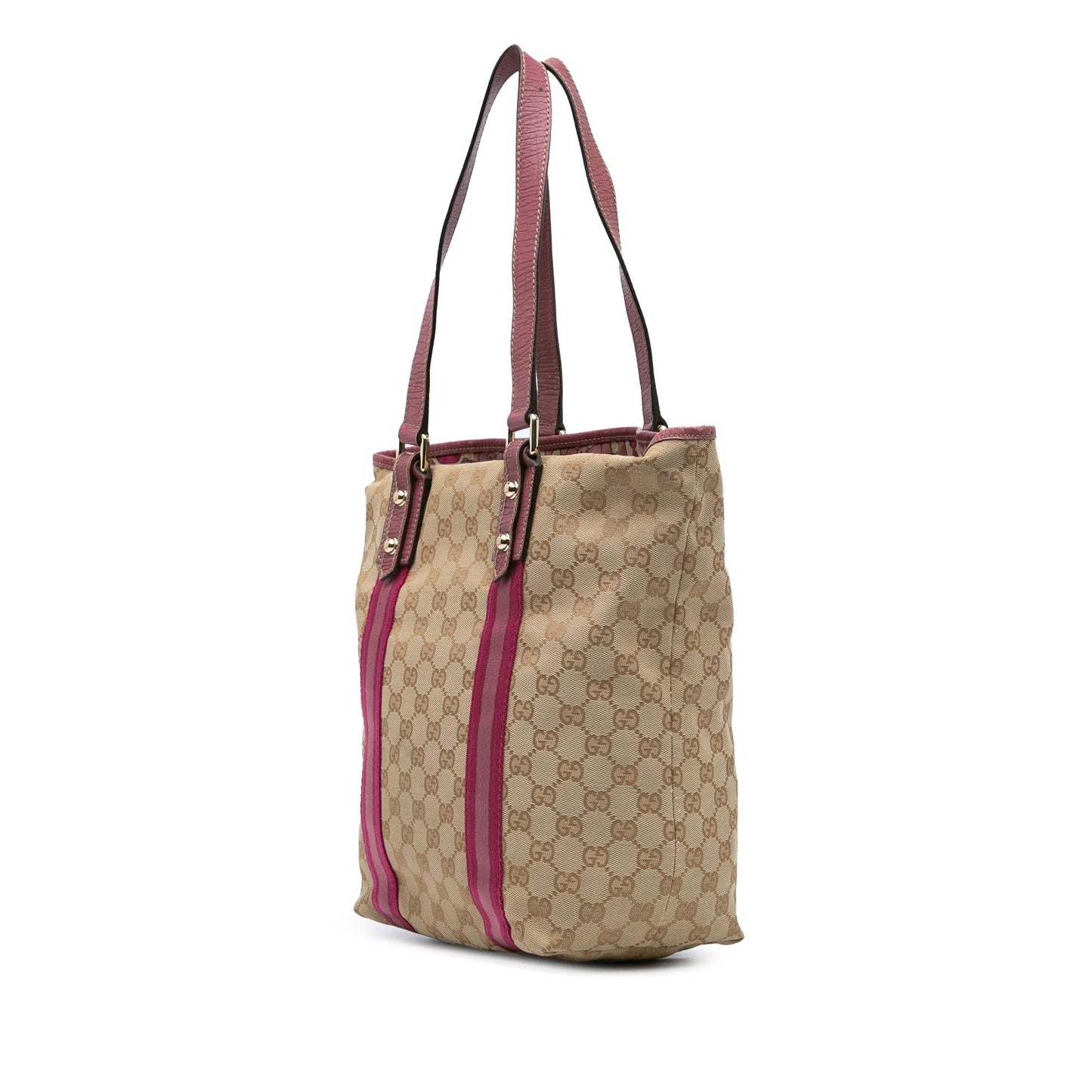 Gucci GG Web Jolicoeur Canvas Brown Tote Bag