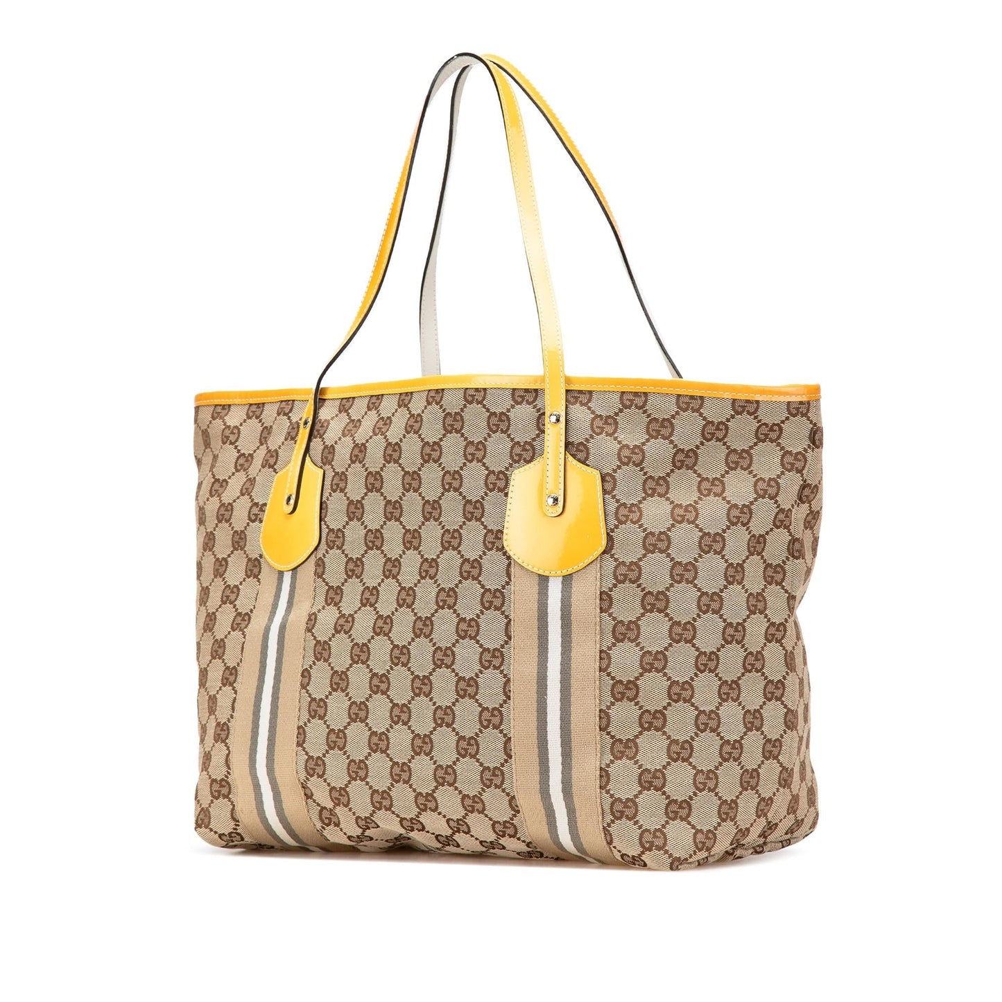 Gucci GG Web Jolie Canvas Calf Brown Tote Bag