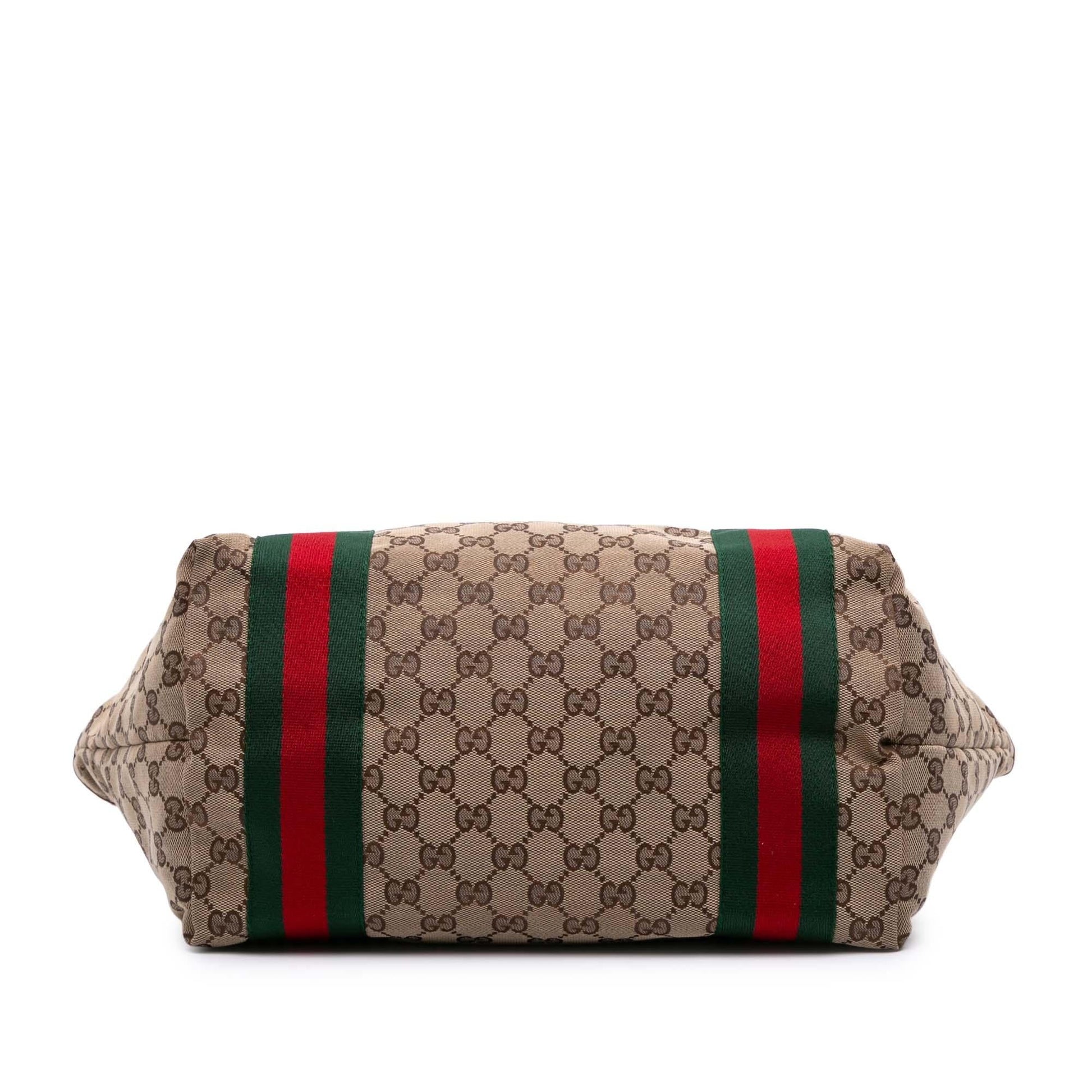 Gucci GG Web Jolie Canvas Brown Tote Bag