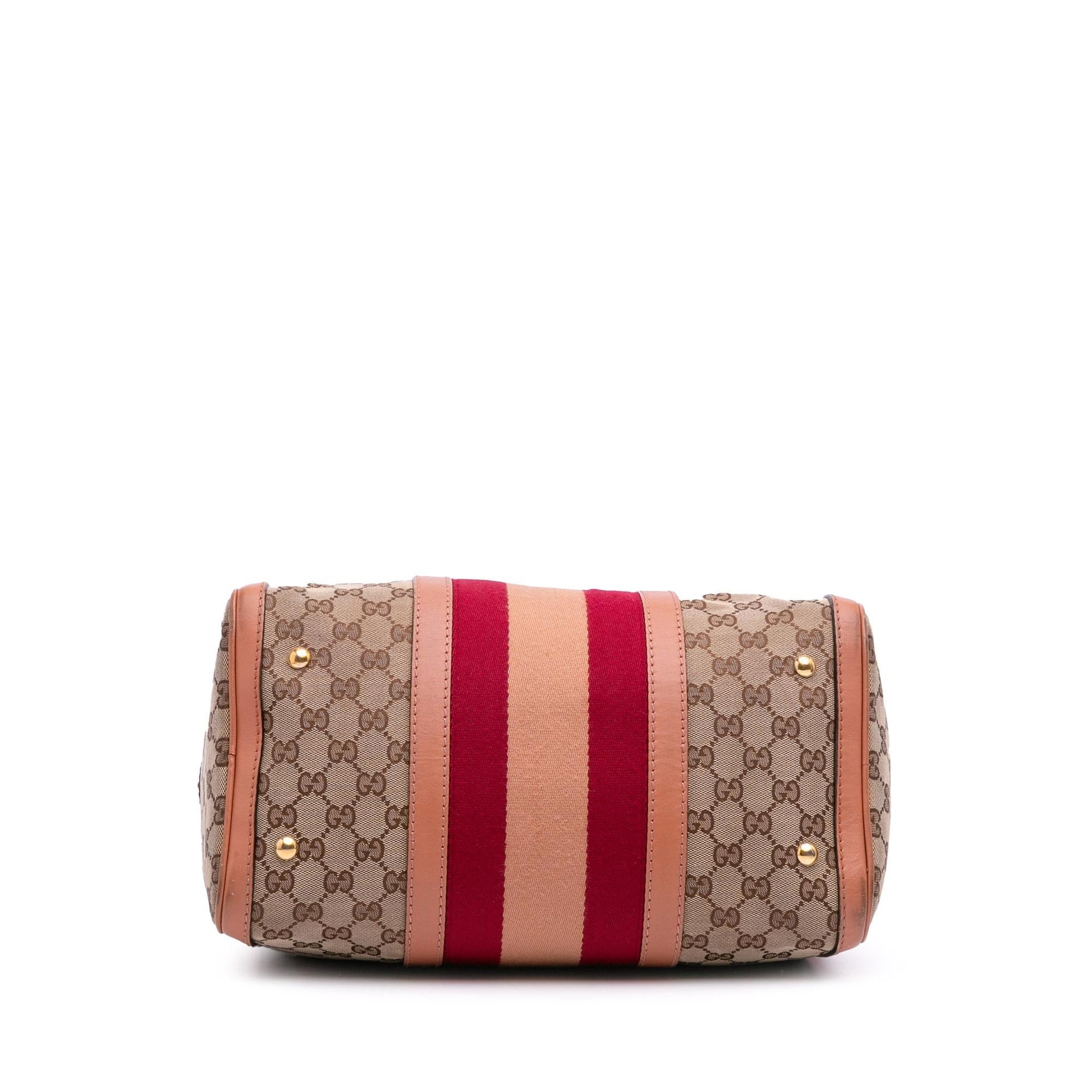 Gucci GG Web Joy Boston Canvas Brown Satchel Bag