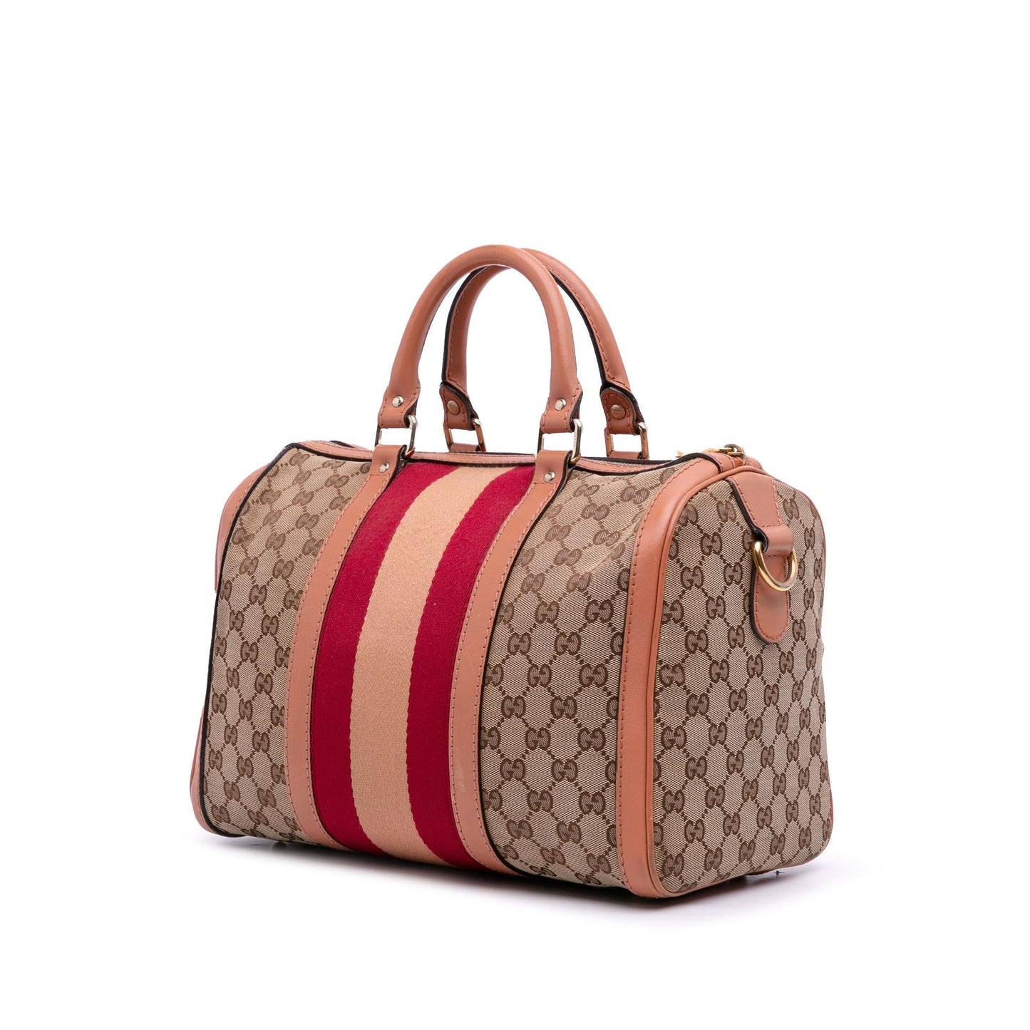 Gucci GG Web Joy Boston Canvas Brown Satchel Bag