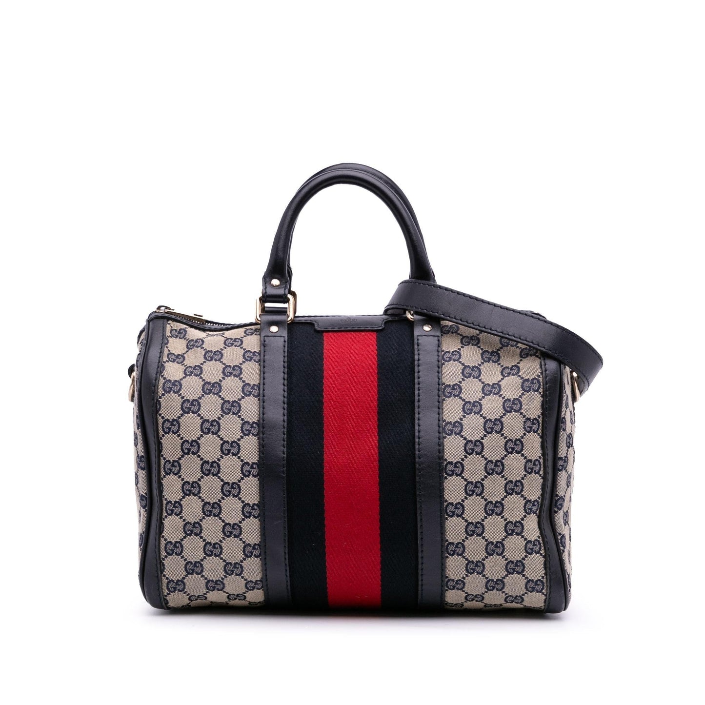 Gucci GG Web Joy Boston Canvas Calf Brown Satchel Bag