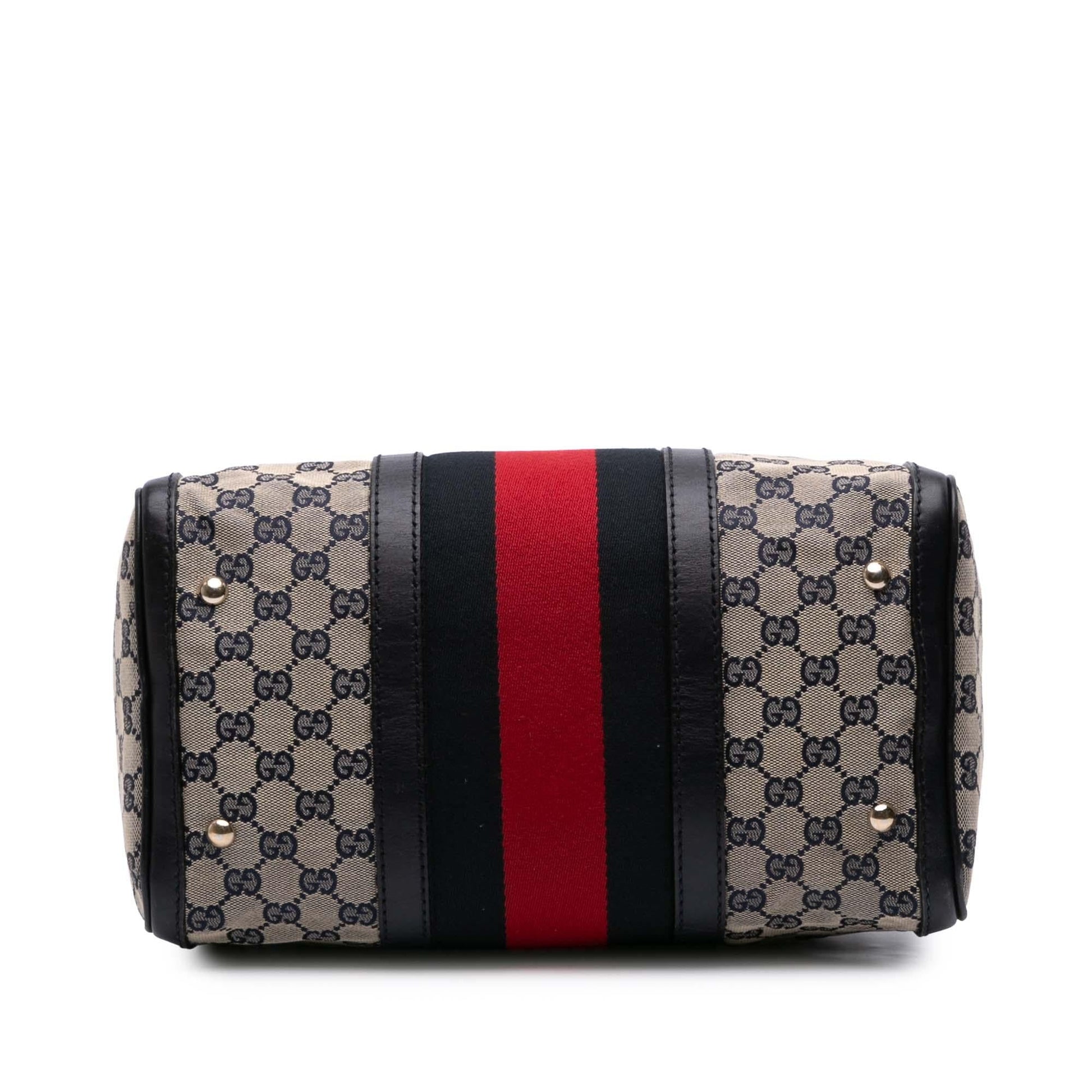 Gucci GG Web Joy Boston Canvas Calf Brown Satchel Bag Bag 9