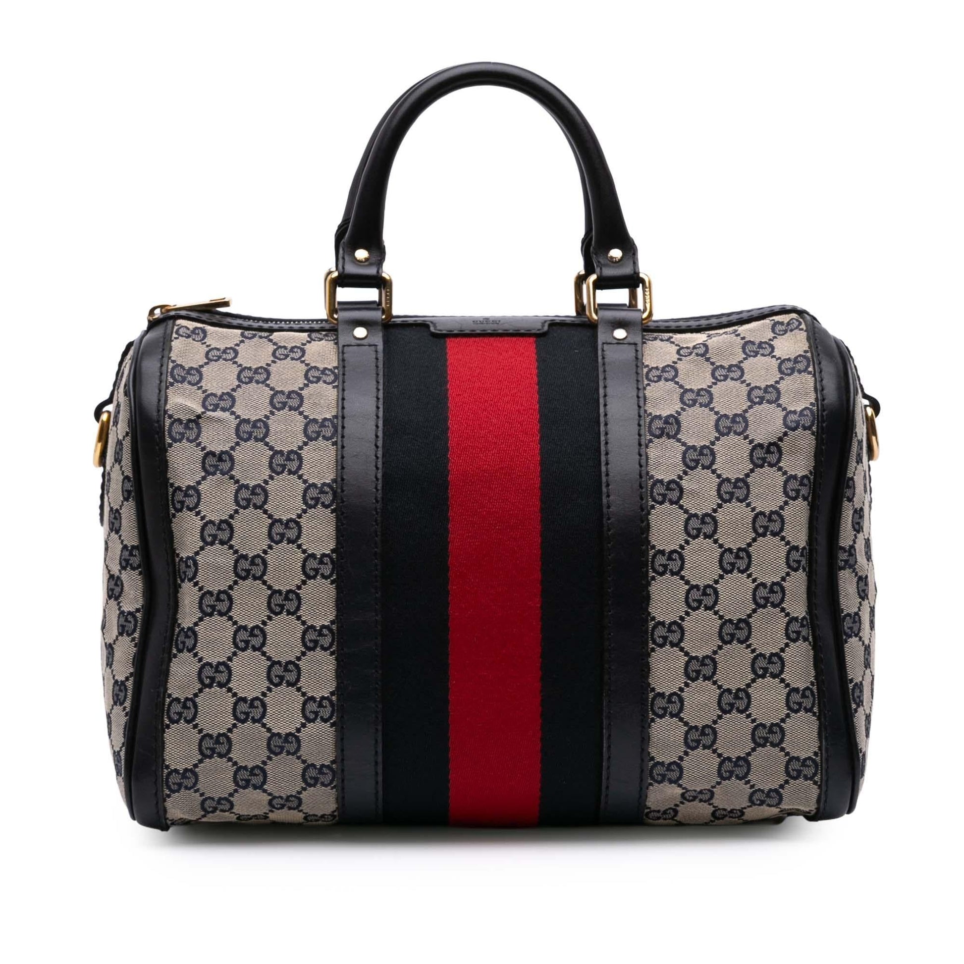 Gucci GG Web Joy Boston Canvas Calf Brown Satchel Bag Bag 9