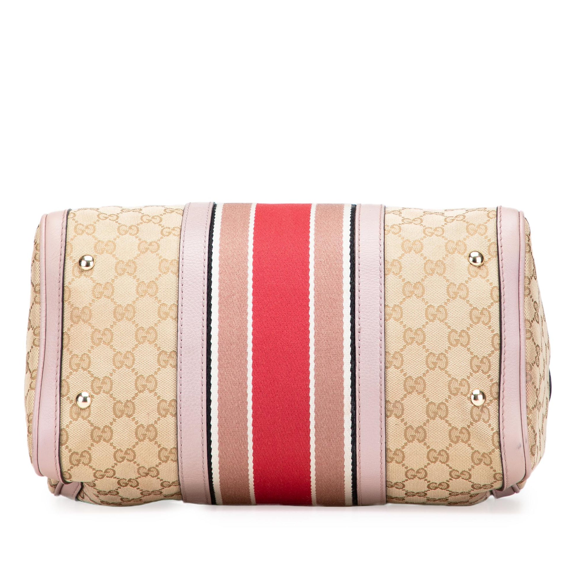Gucci GG Web Joy Boston Canvas Calf Brown Satchel Bag Bag 8