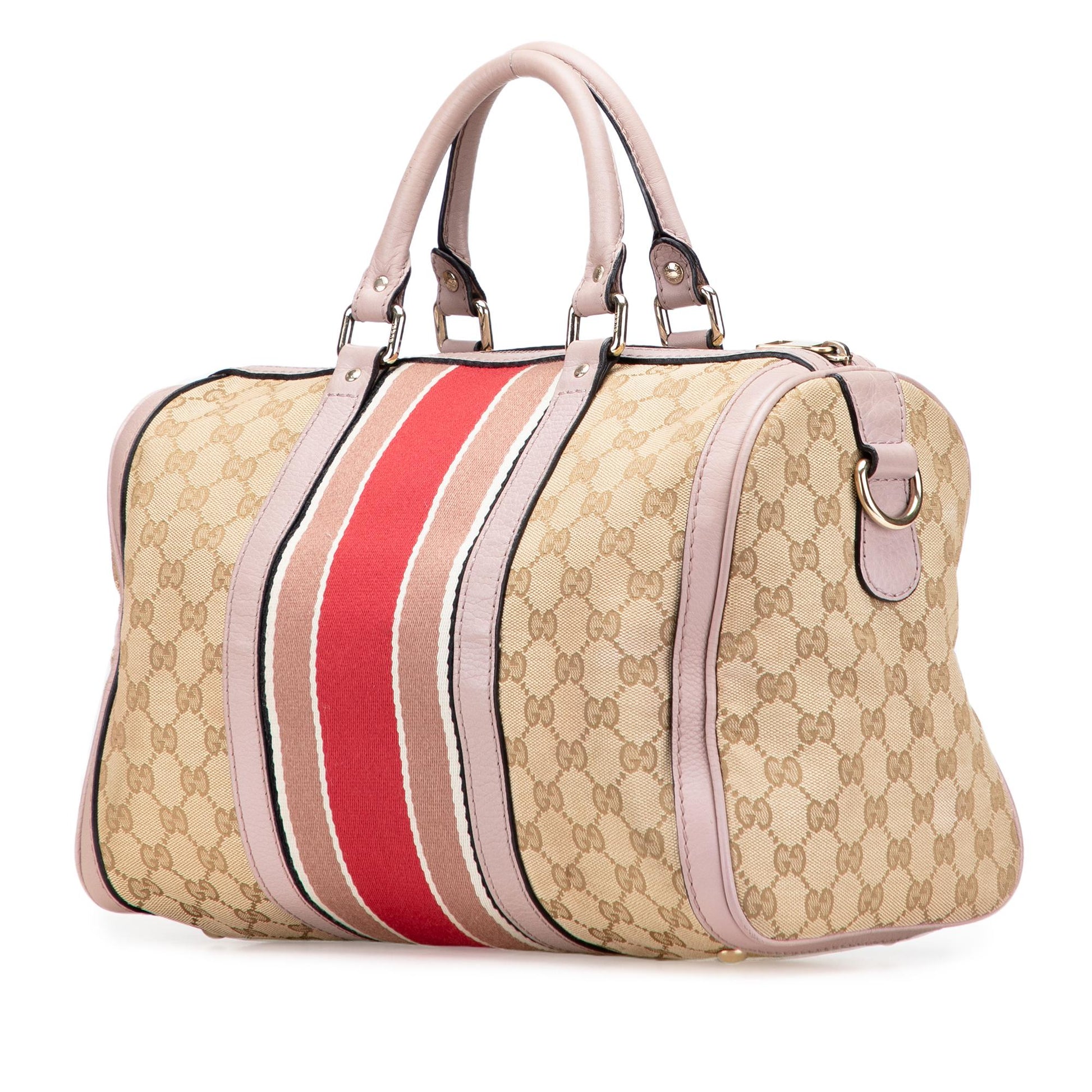 Gucci GG Web Joy Boston Canvas Calf Brown Satchel Bag Bag 8