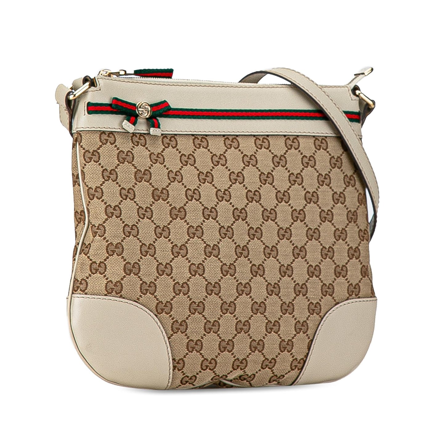 Gucci GG Web Mayfair SHG-Z9RL30 Canvas Calf White Brown Crossbody Bag