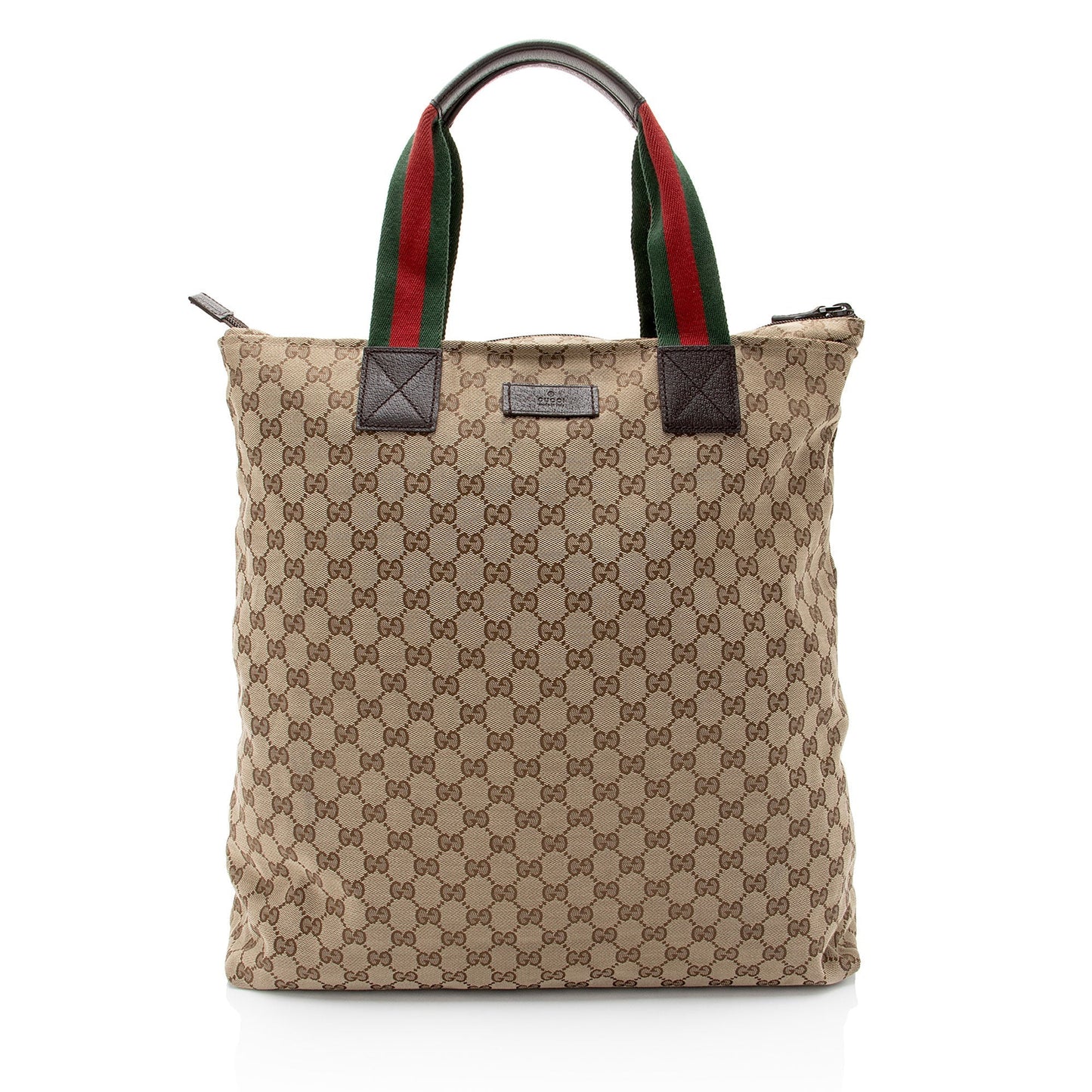 Gucci GG Web N S SHF-3n3x28 Leather Canvas Nylon Brown Tote Bag
