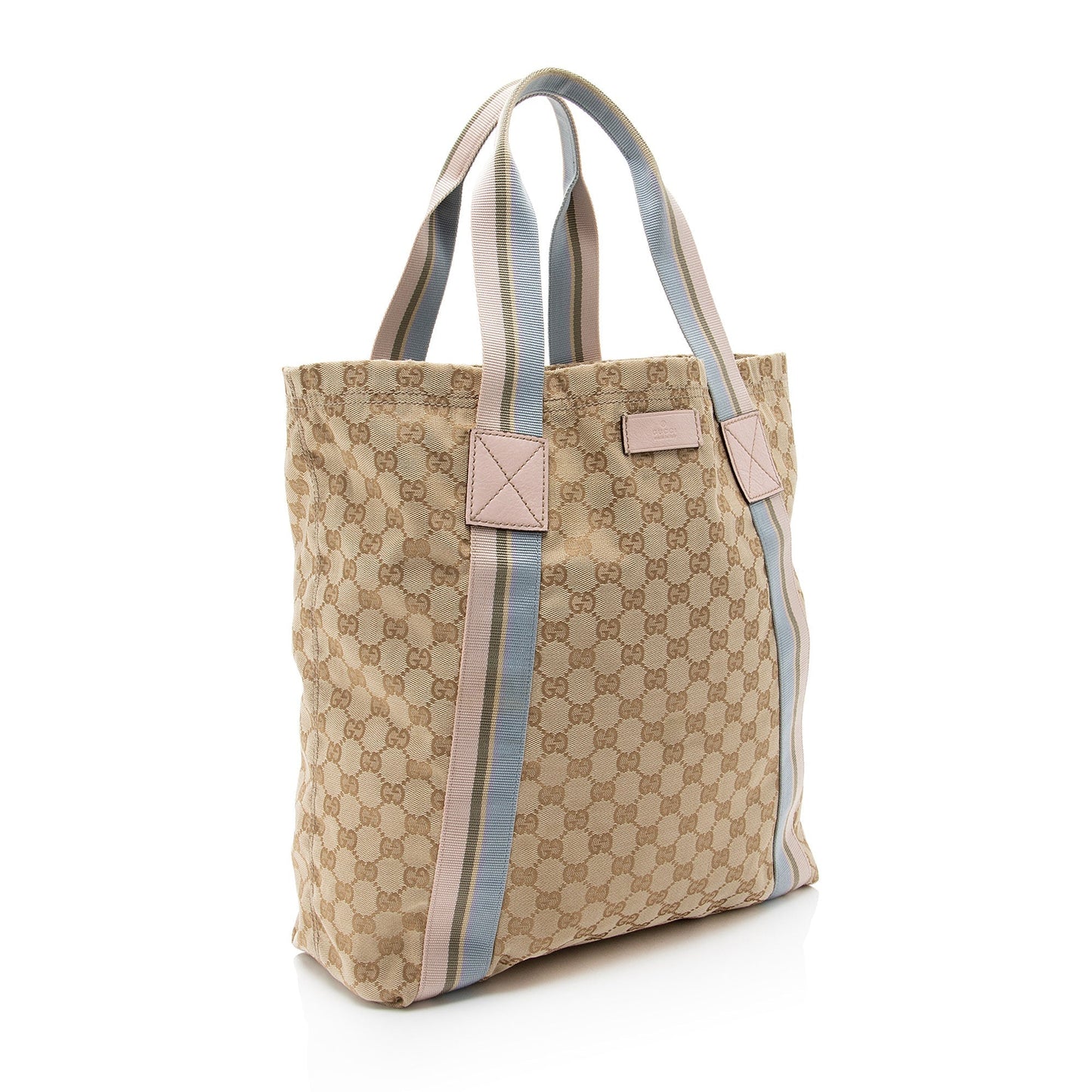 Gucci GG Web Original SHF-cmFwNe Leather Canvas Nylon Beige Tote Bag