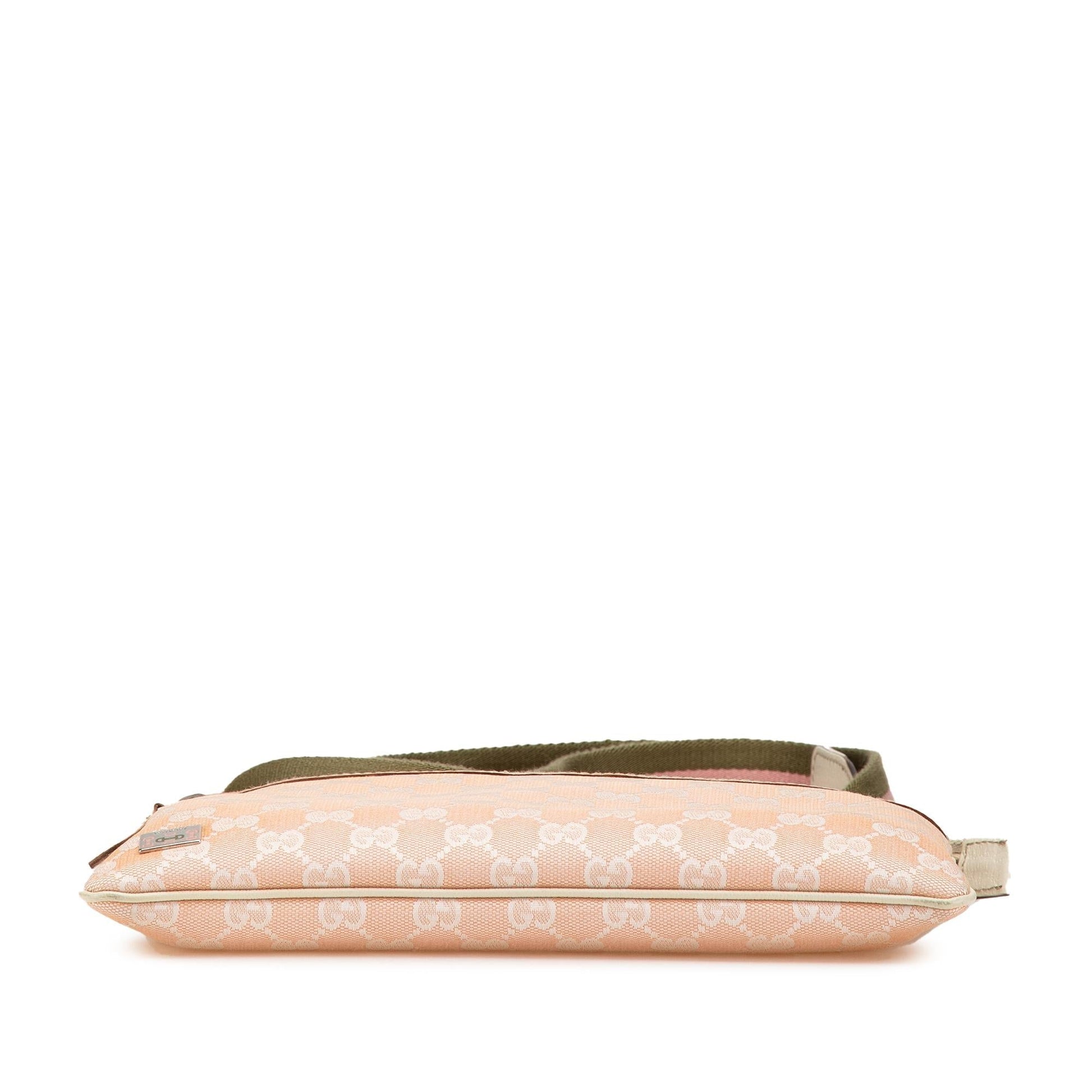 Gucci GG Web Pop Canvas Calf Pink Crossbody Bag