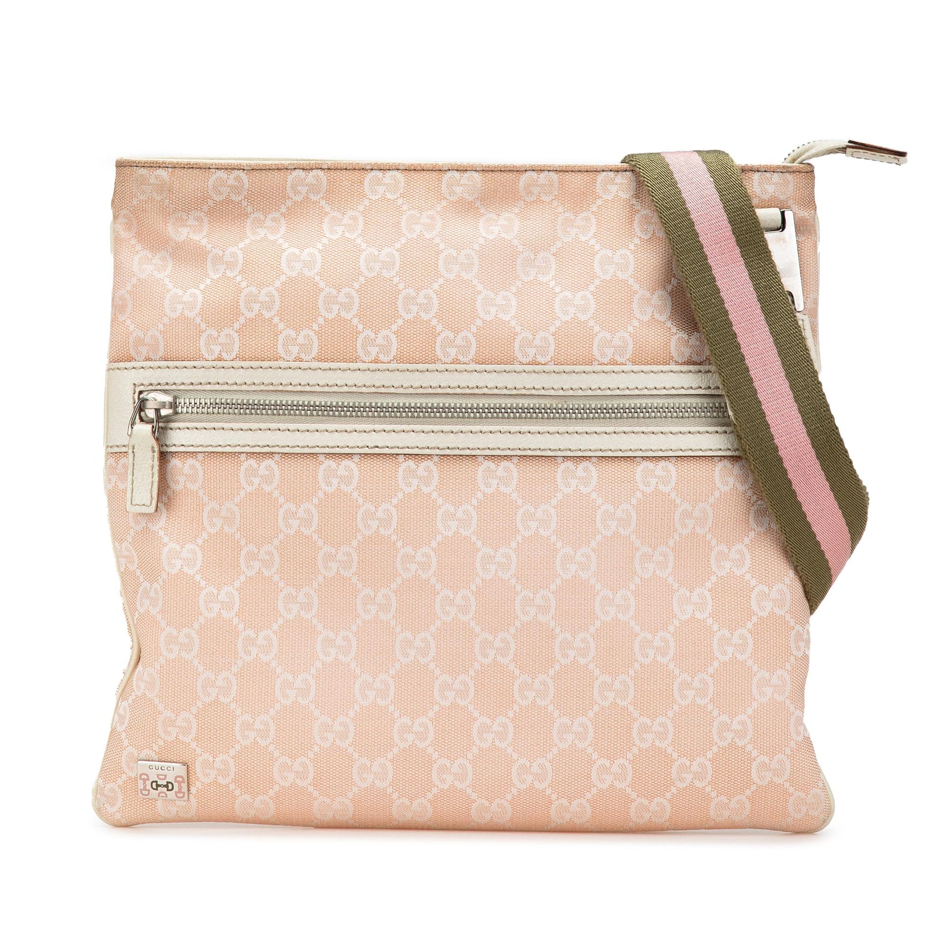 Gucci GG Web Pop Canvas Calf Pink Crossbody Bag