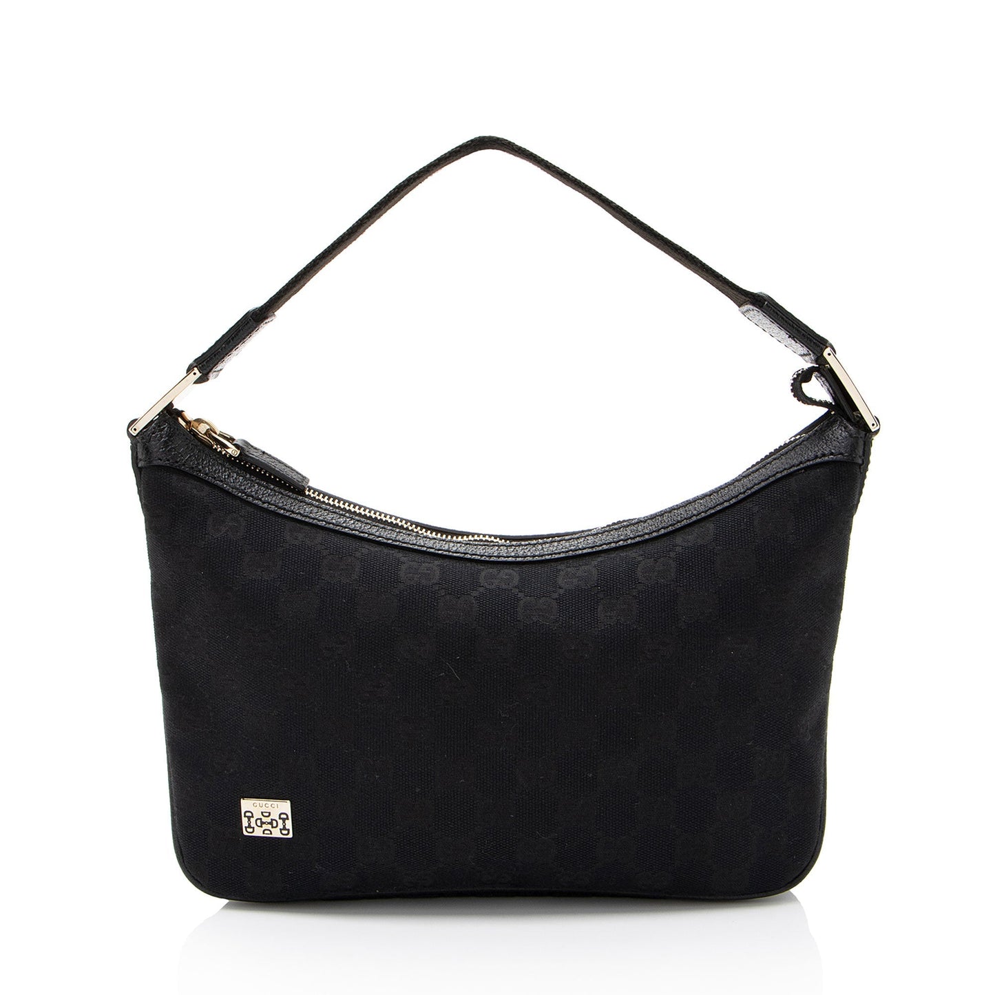 Gucci GG Web Pop SHF-WBZLZI Leather Canvas Nylon Black Shoulder Bag