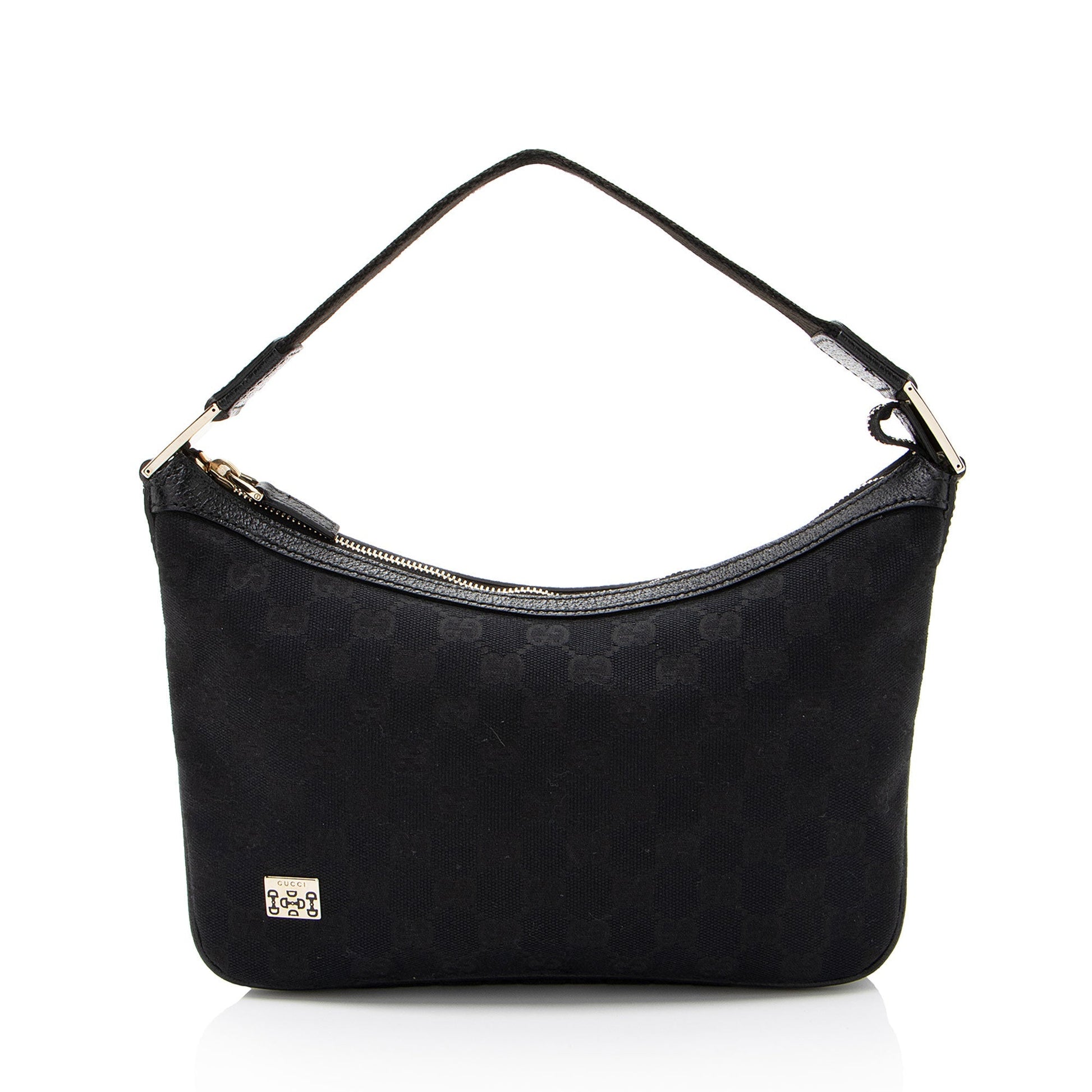 Gucci GG Web Pop SHF-WBZLZI Leather Canvas Nylon Black Shoulder Bag
