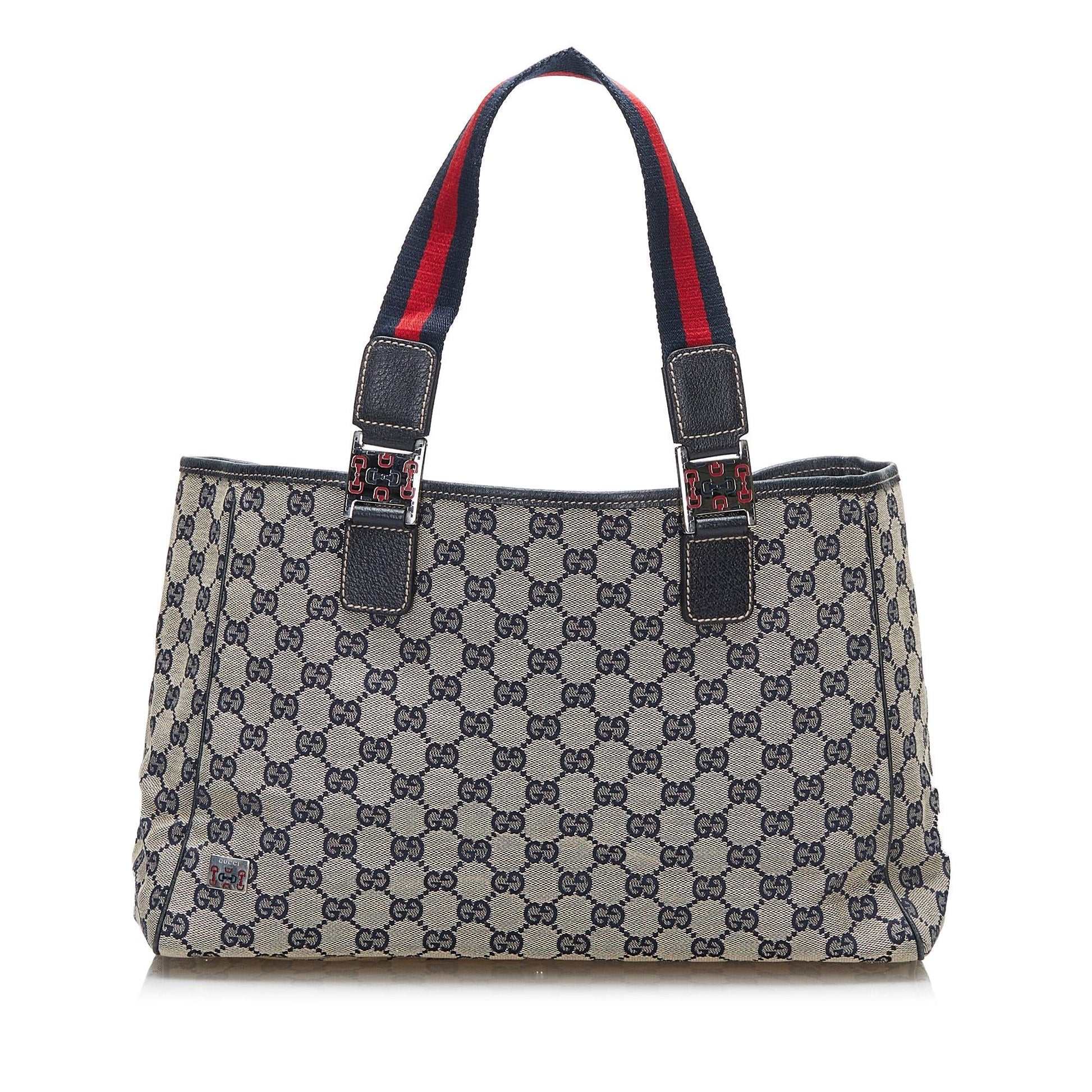 Gucci GG Web Pop SHG-8Vt96e Canvas Brown Blue Tote Bag