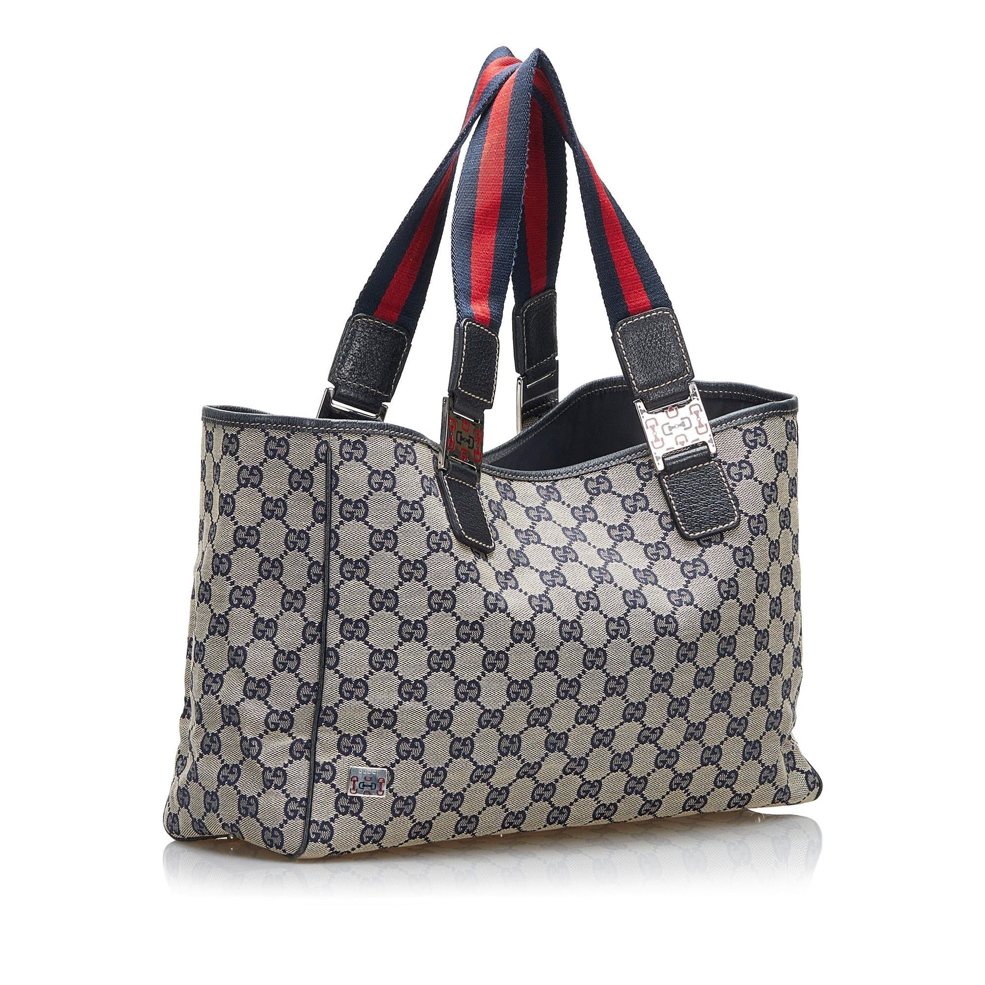 Gucci GG Web Pop SHG-8Vt96e Canvas Brown Blue Tote Bag