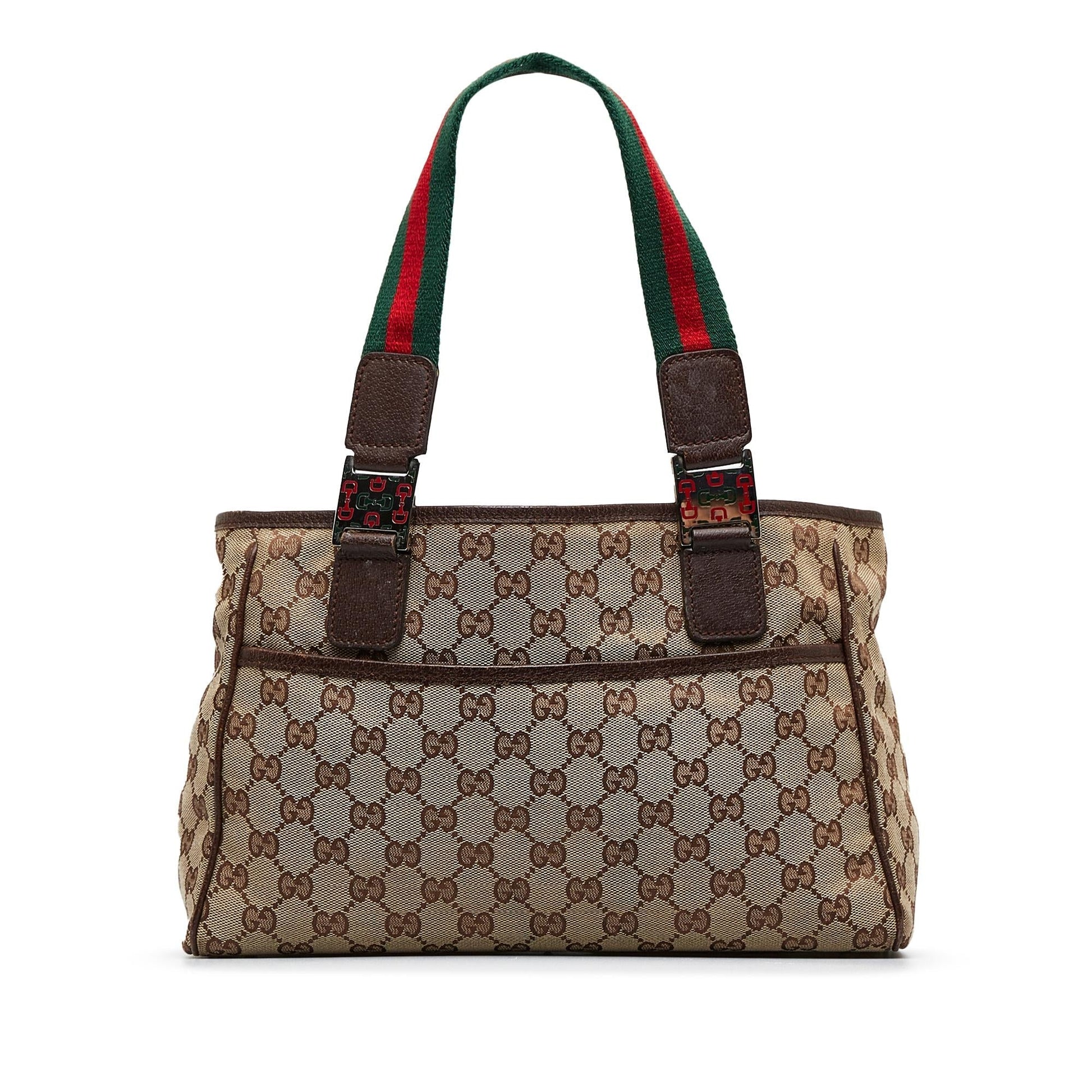 Gucci GG Web Pop SHG-Jsskew Canvas Calf Brown Tote Bag