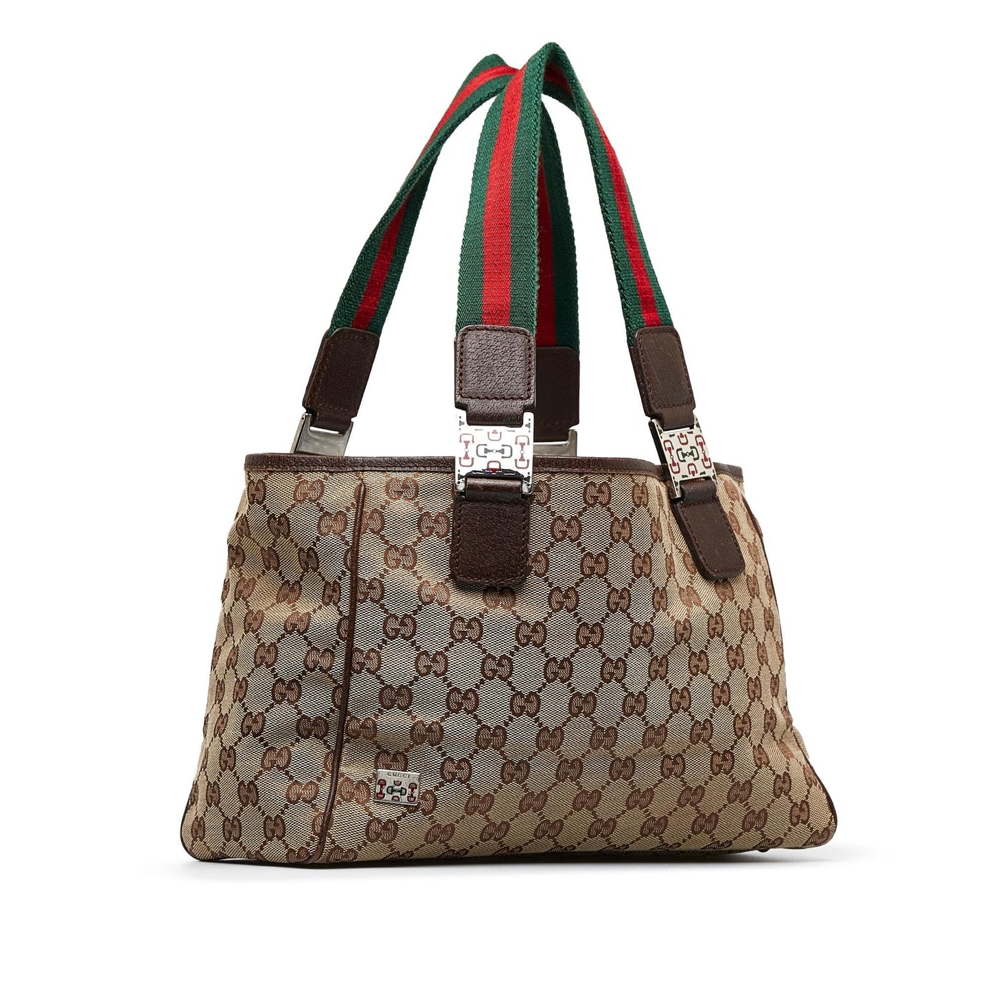 Gucci GG Web Pop SHG-Jsskew Canvas Calf Brown Tote Bag