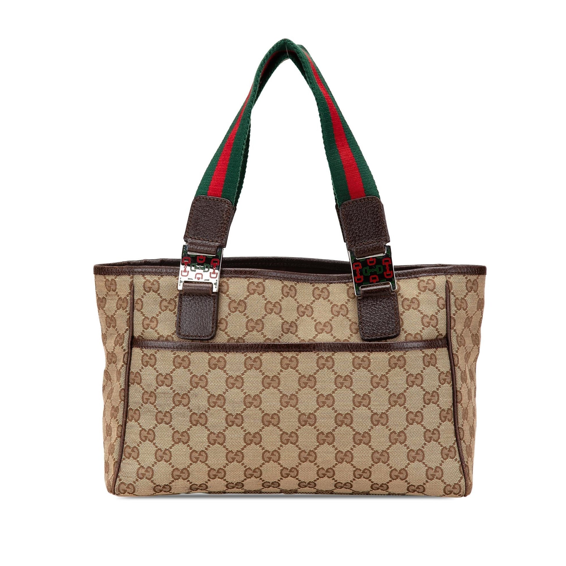 Gucci GG Web Pop Canvas Brown Tote Bag Pop Tote
