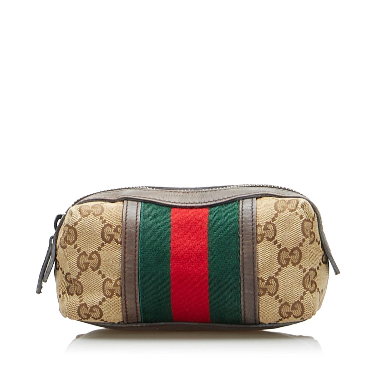 Gucci GG Web Pouch SHG-EoxIeS Canvas Calf Brown Handbag
