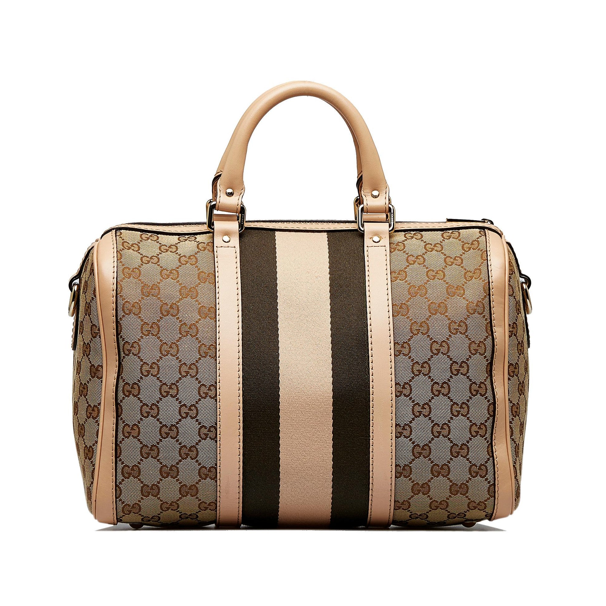 Gucci GG Web SHG-qKkwqV Canvas Brown Satchel Bag