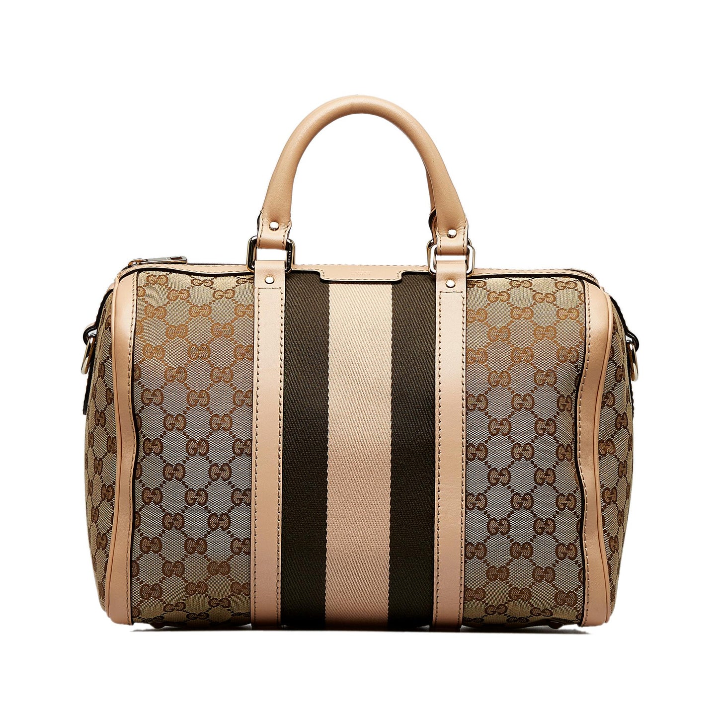 Gucci GG Web SHG-qKkwqV Canvas Brown Satchel Bag