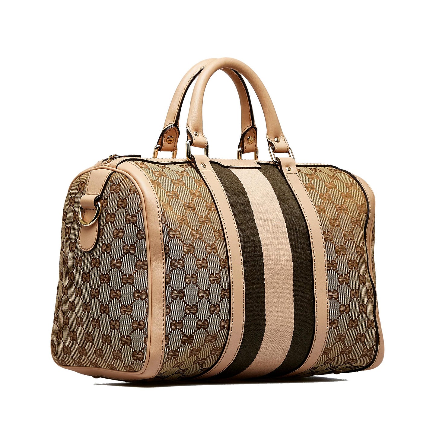 Gucci GG Web SHG-qKkwqV Canvas Brown Satchel Bag