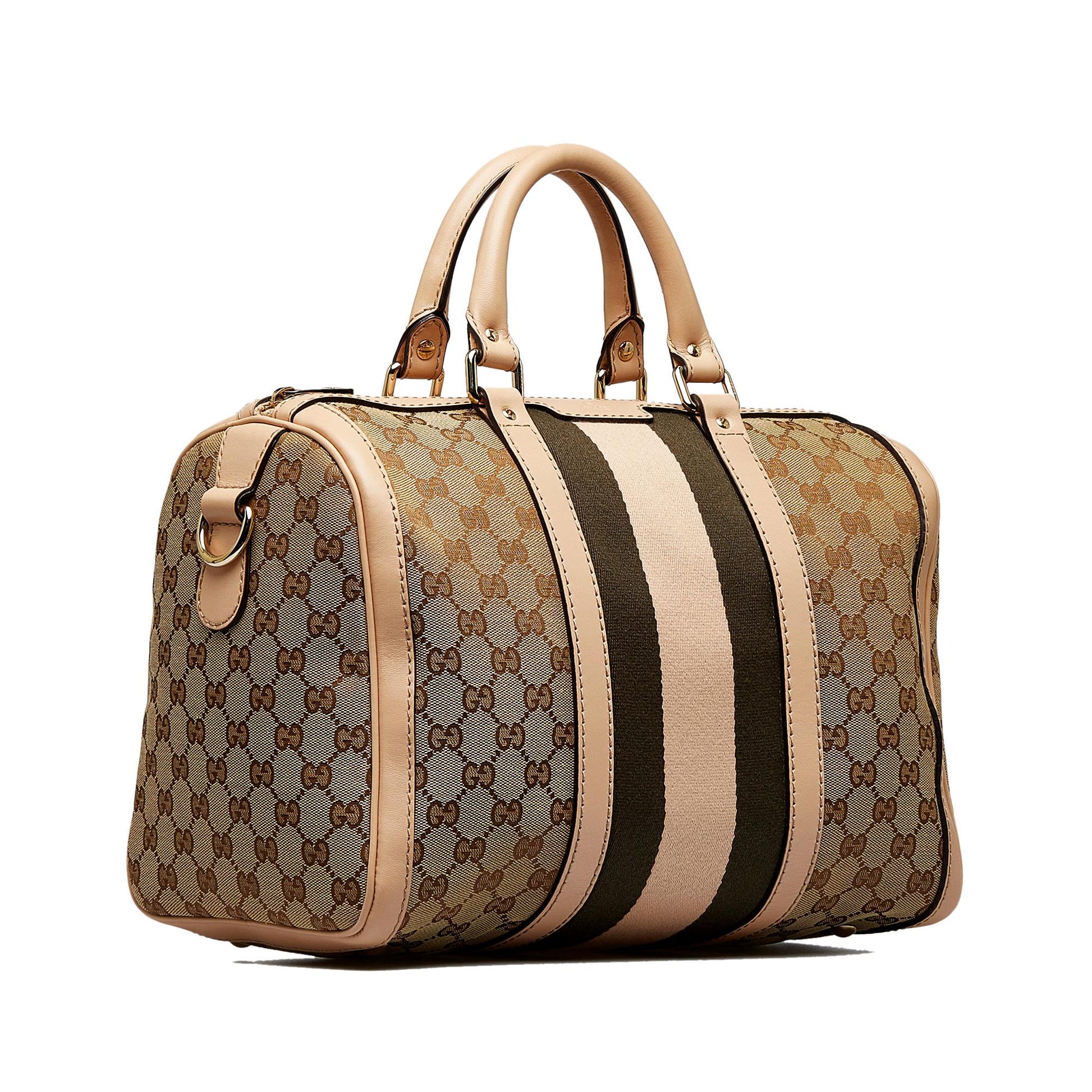 Gucci GG Web SHG-qKkwqV Canvas Brown Satchel Bag