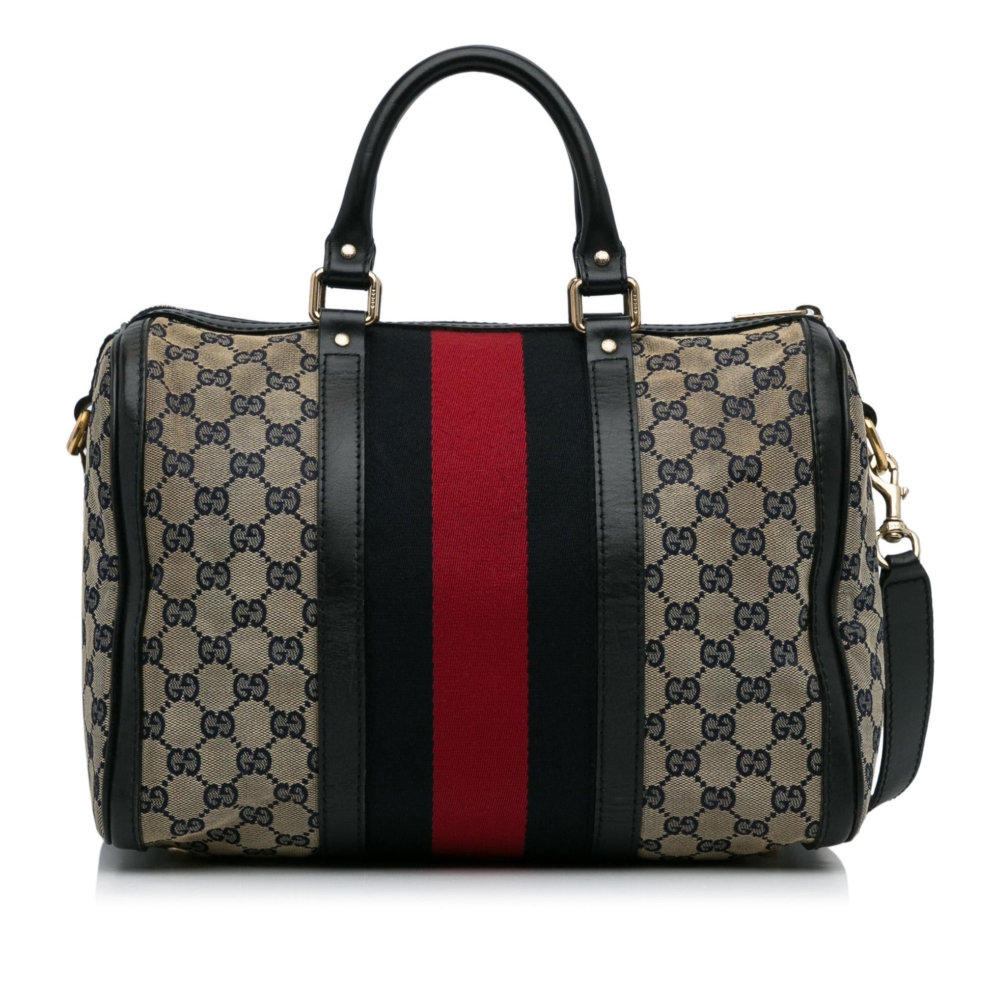 Gucci GG Web SHG-xupd8y Canvas Brown Satchel Bag