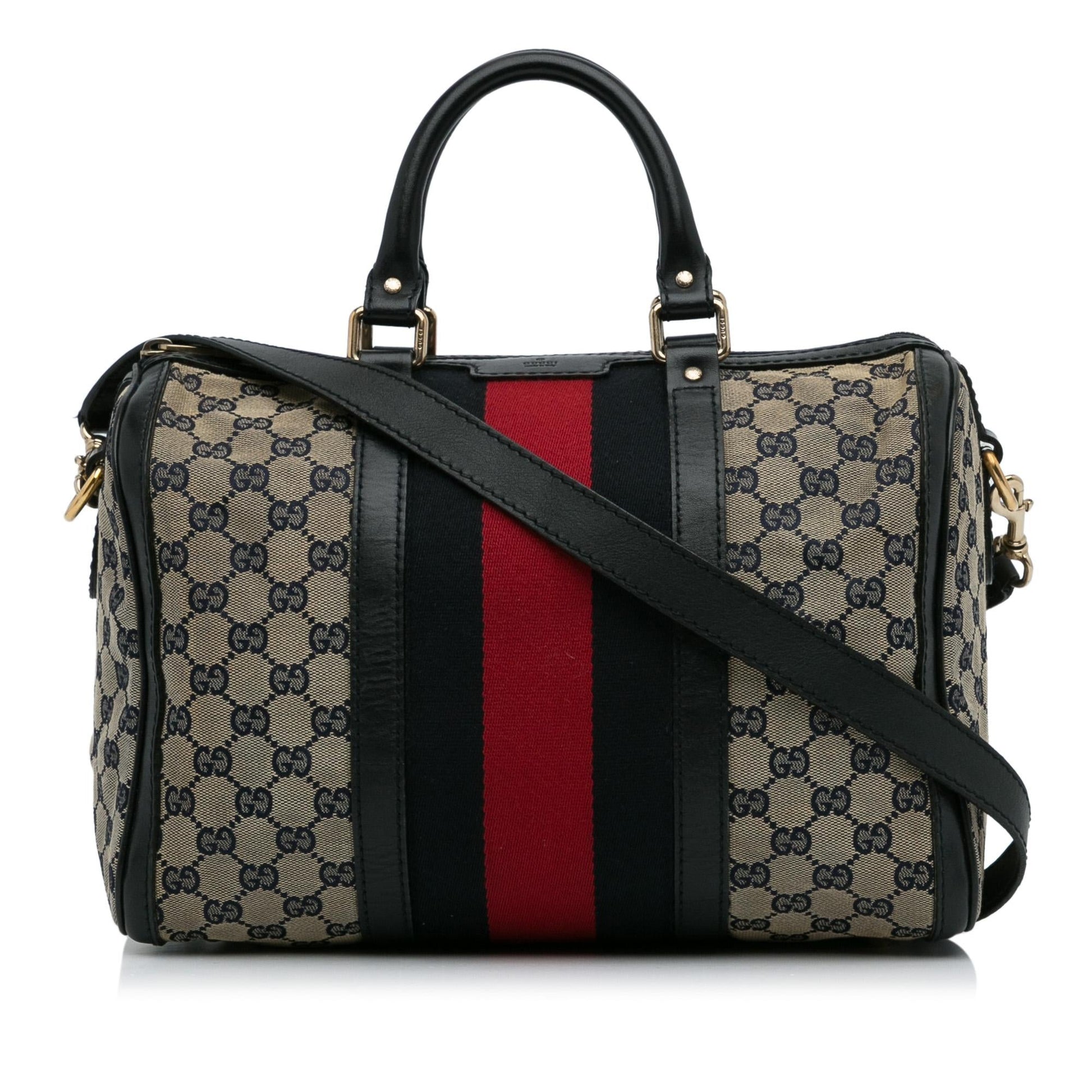Gucci GG Web SHG-xupd8y Canvas Brown Satchel Bag
