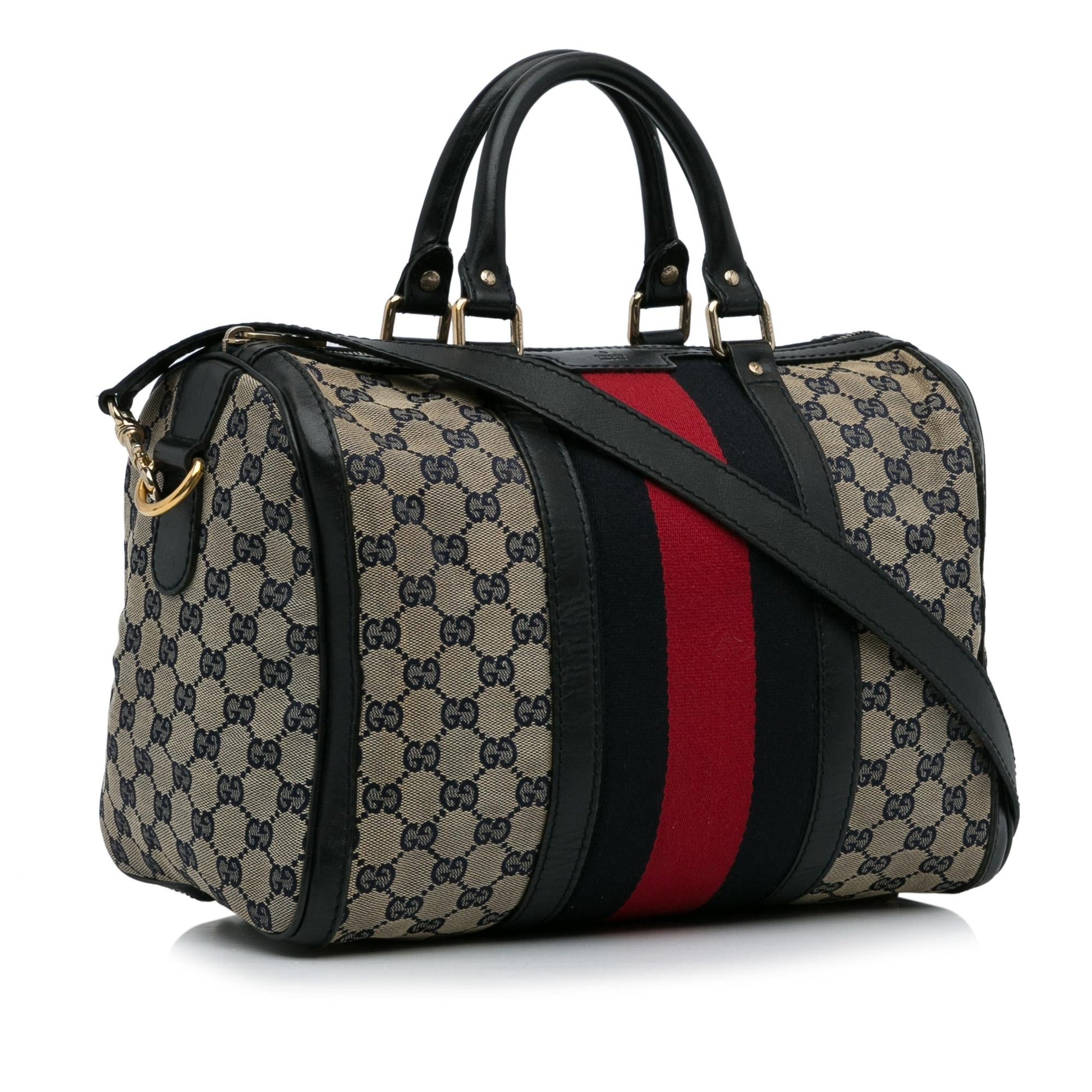 Gucci GG Web SHG-xupd8y Canvas Brown Satchel Bag