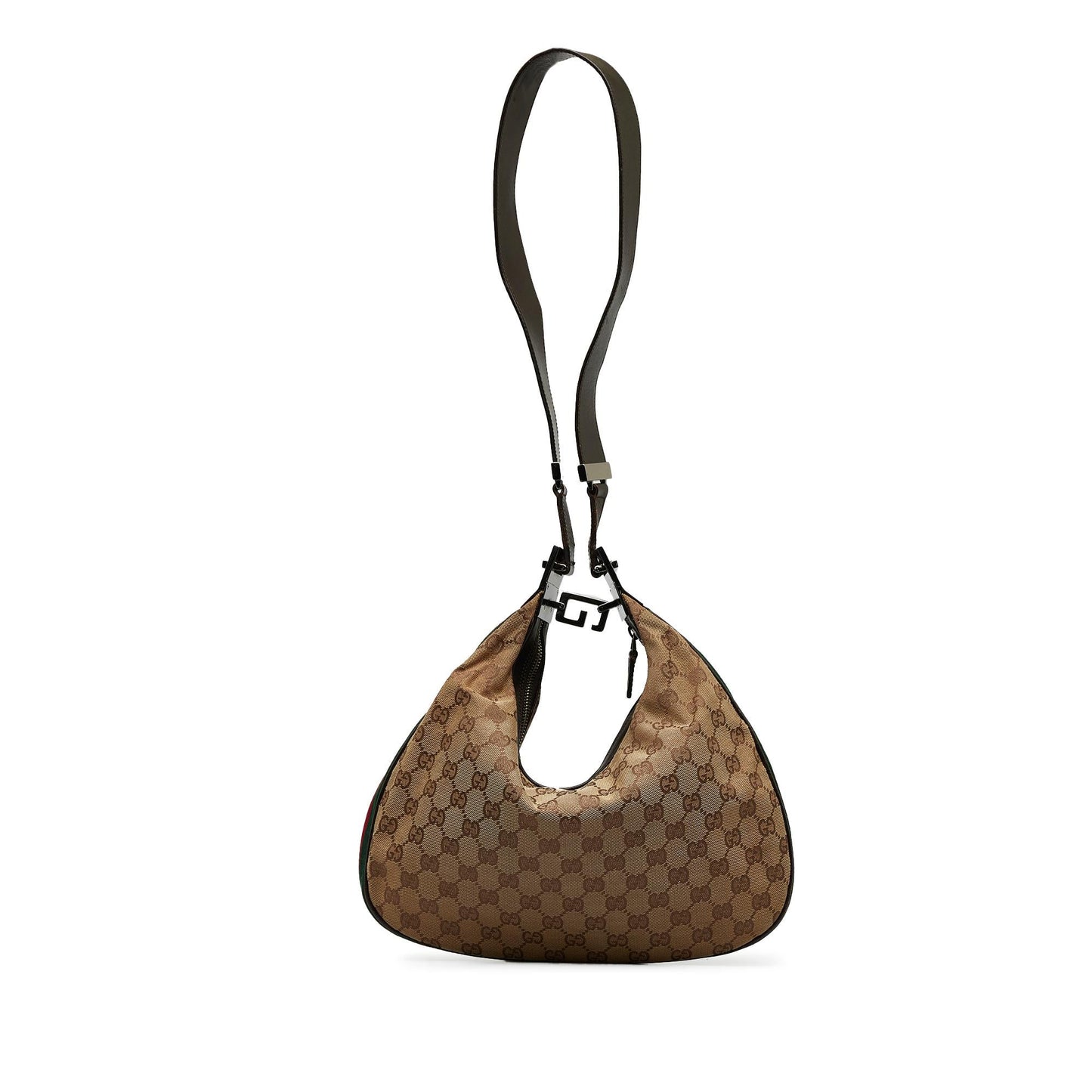 Gucci GG Web SHG-bPA5xC Canvas Calf Brown Shoulder Bag