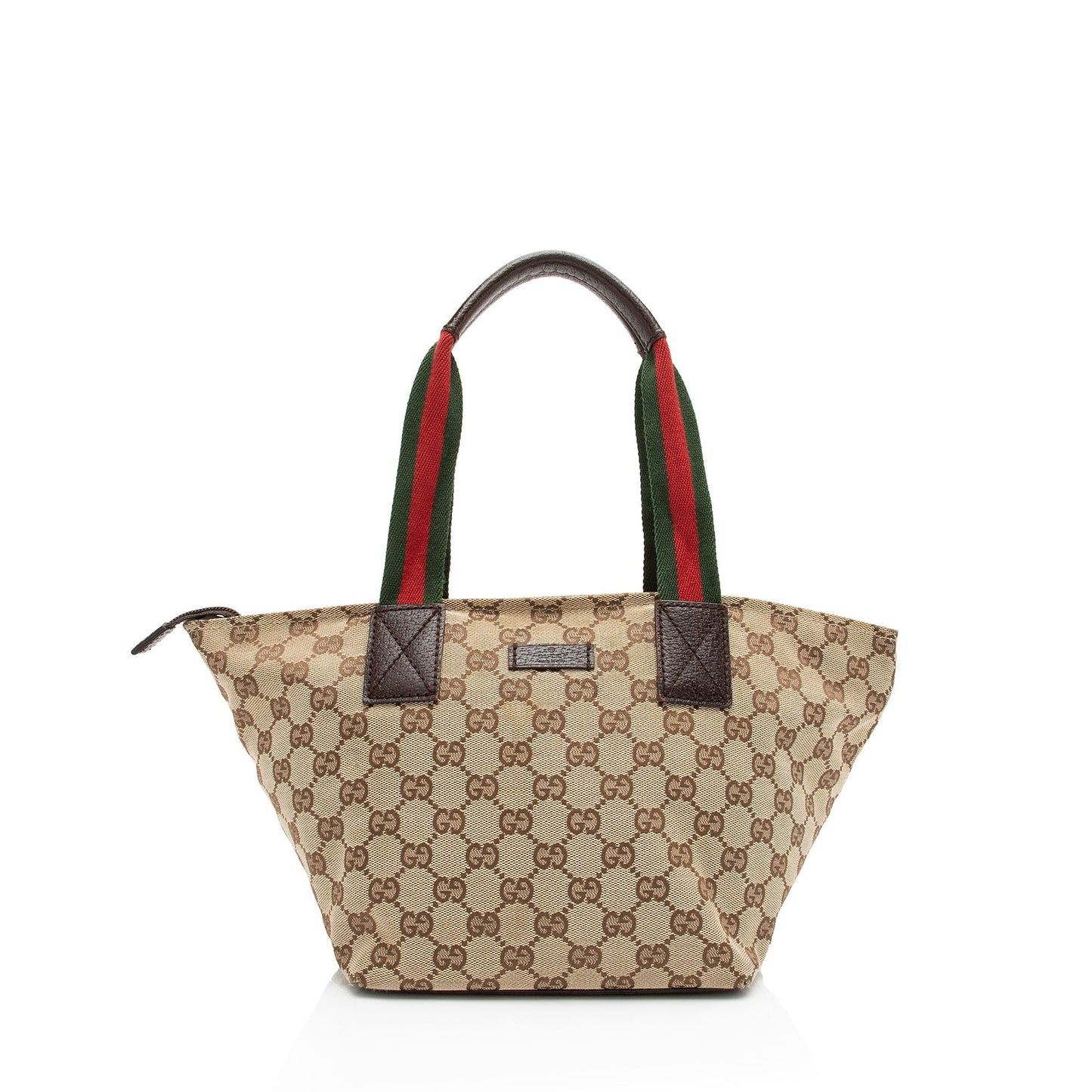 Gucci GG Web SHF-zJSZ0v Leather Canvas Nylon Brown Tote Bag