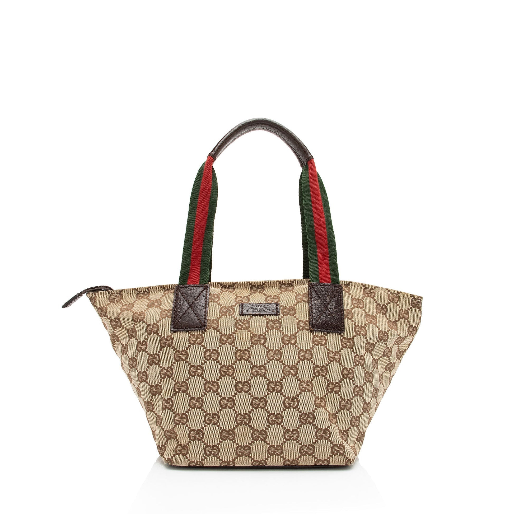 Gucci GG Web SHF-zJSZ0v Leather Canvas Nylon Brown Tote Bag