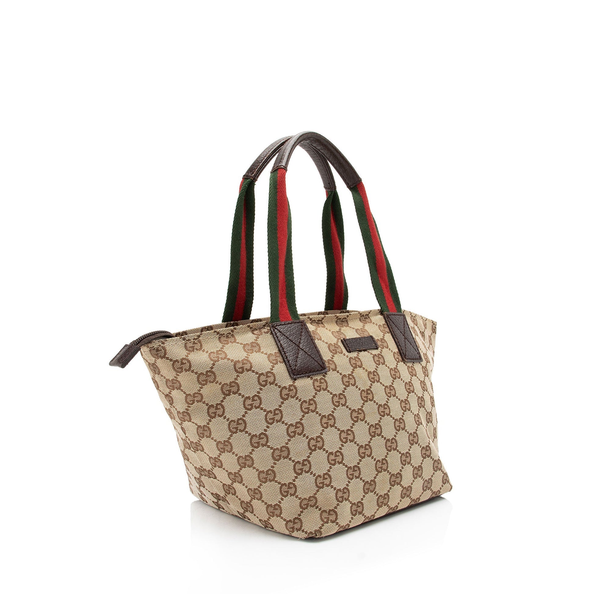 Gucci GG Web SHF-zJSZ0v Leather Canvas Nylon Brown Tote Bag